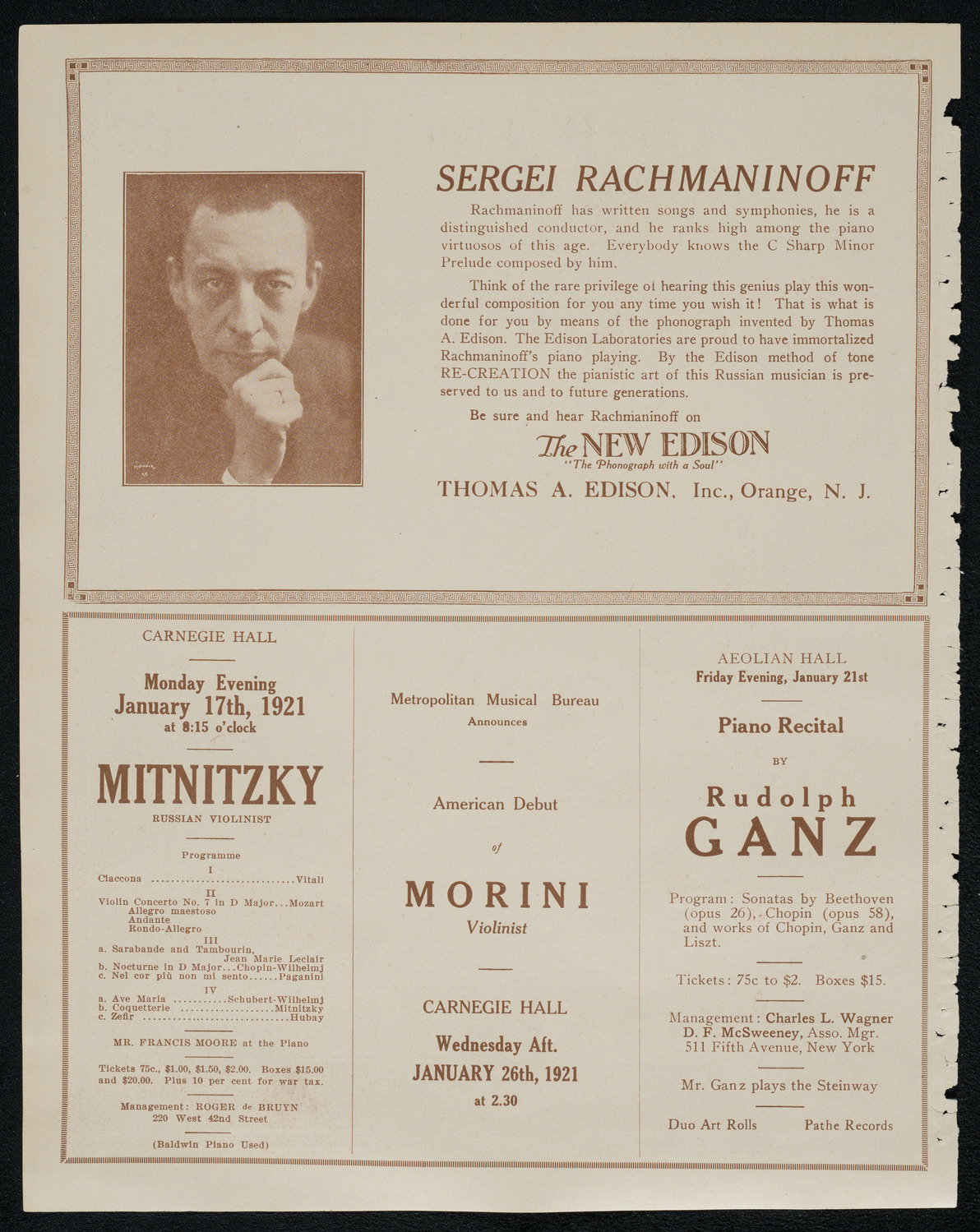 National Symphony Orchestra, January 15, 1921, program page 2