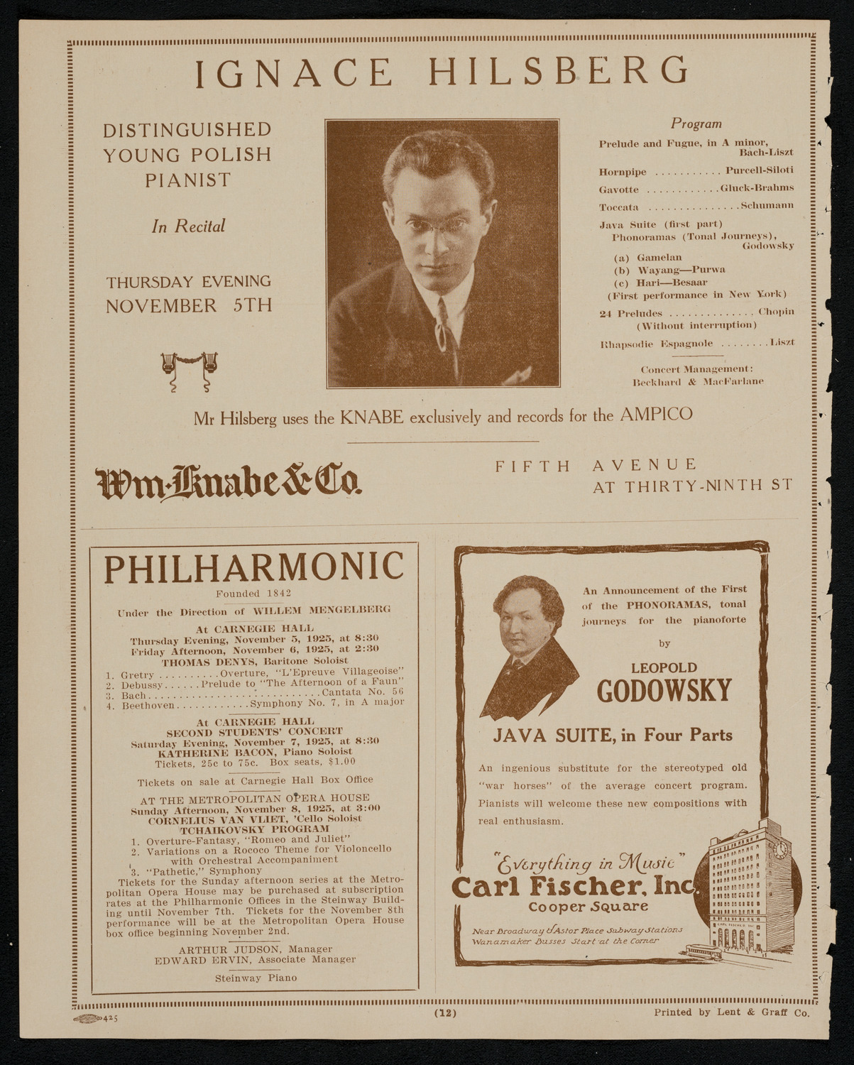 Tito Schipa, Tenor, November 1, 1925, program page 12