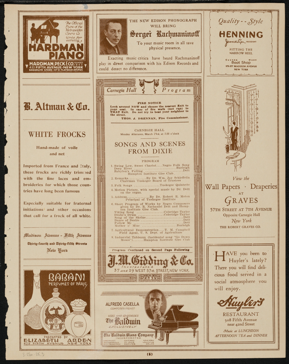 Tuskegee-Hampton Benefit Concert: Songs and Scenes from Dixie, March 23, 1925, program page 5