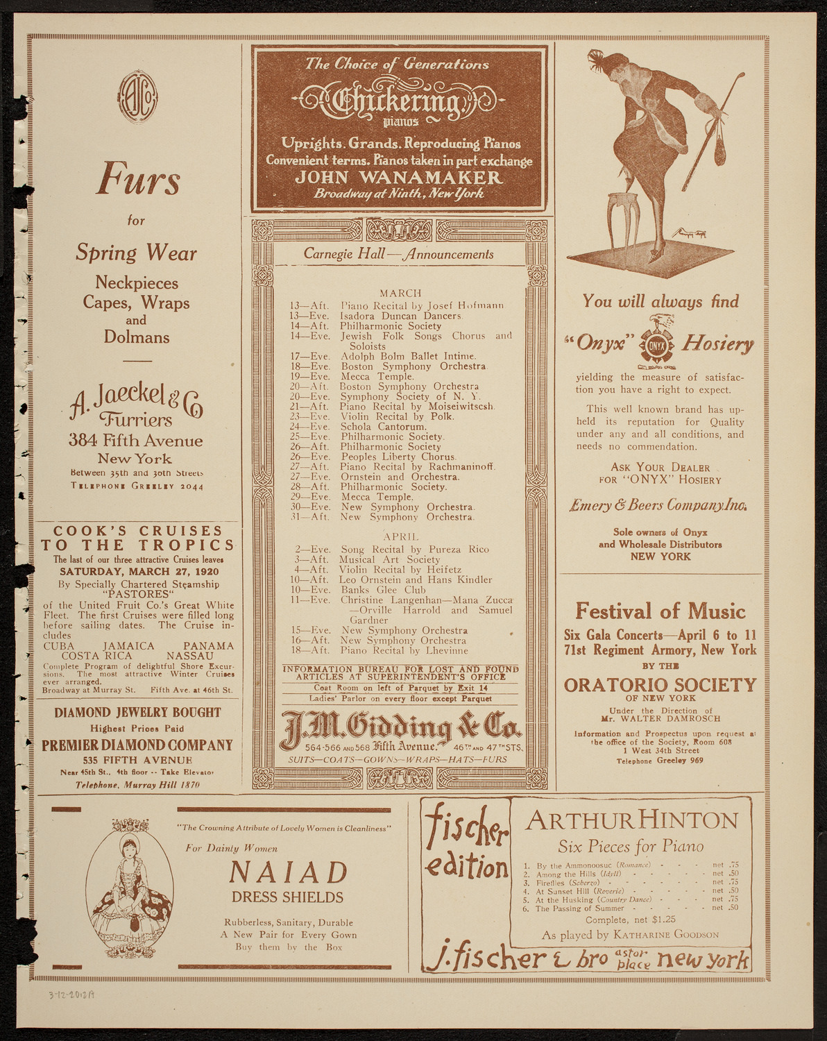New York Philharmonic, March 12, 1920, program page 3