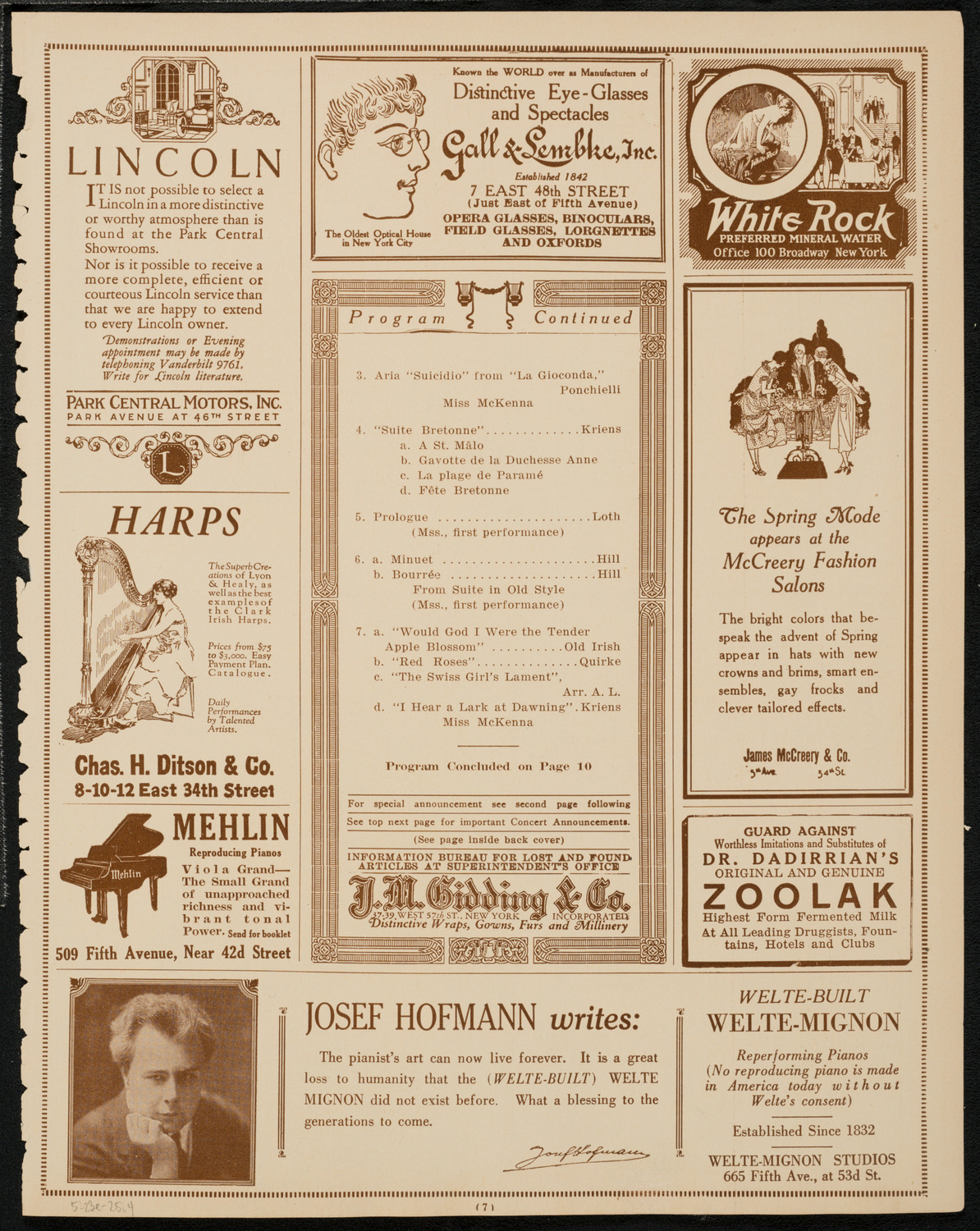 Kriens Symphony Club, May 23, 1925, program page 7