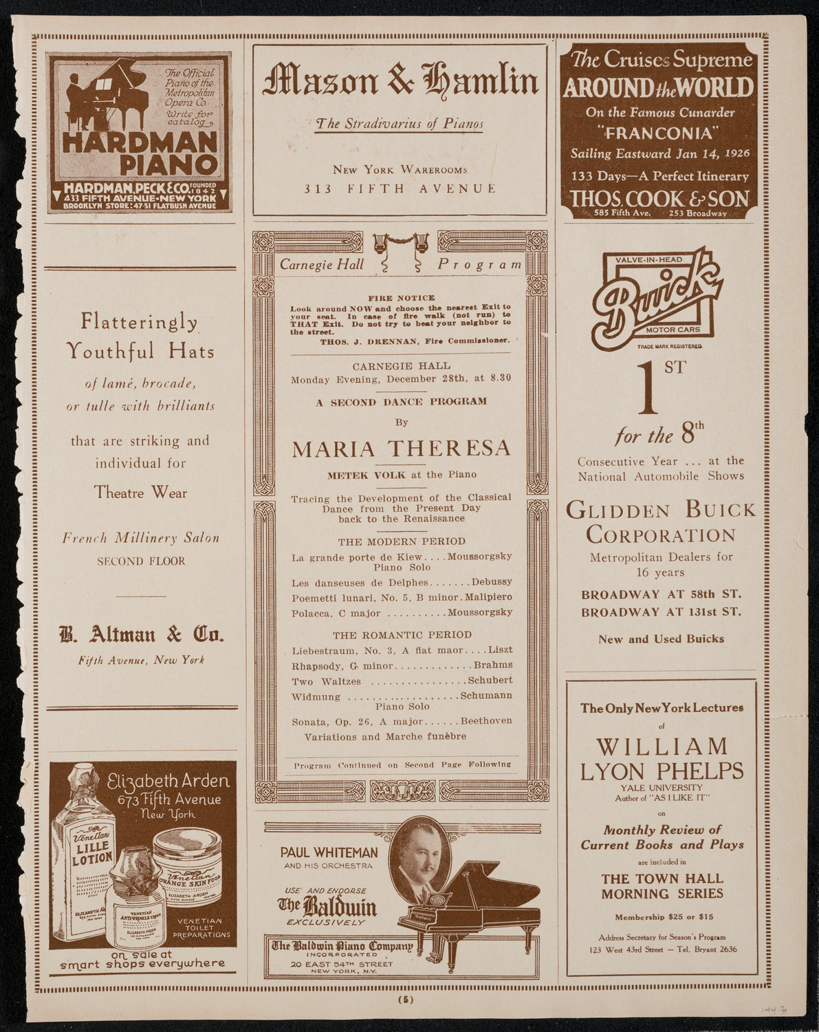 Maria Theresa, December 28, 1925, program page 5