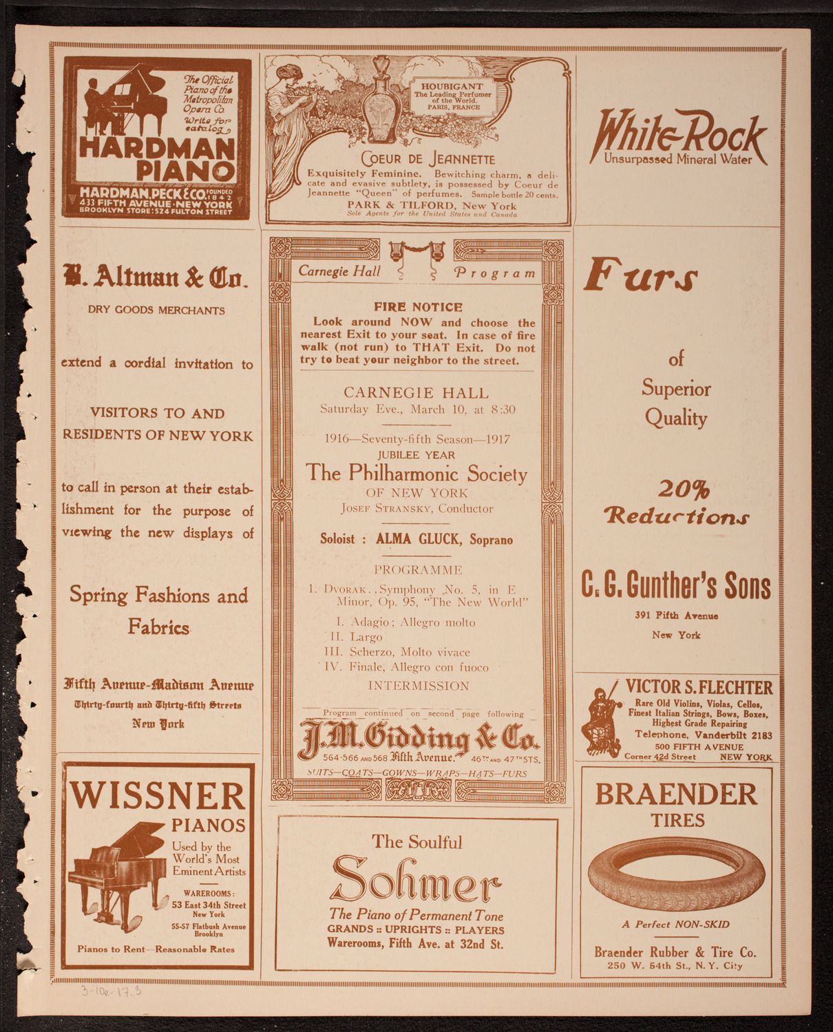 New York Philharmonic, March 10, 1917, program page 5