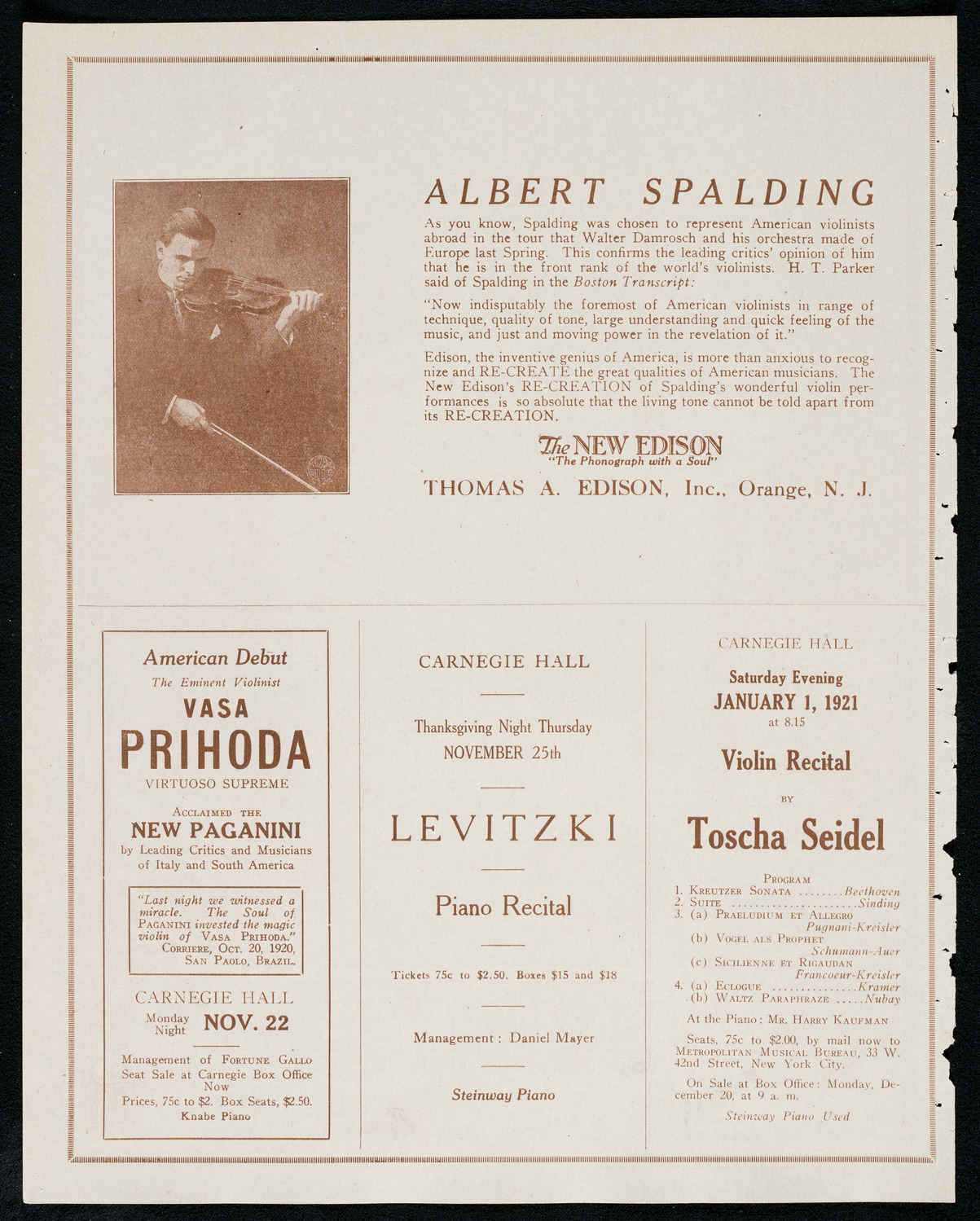 National Symphony Orchestra, November 18, 1920, program page 2