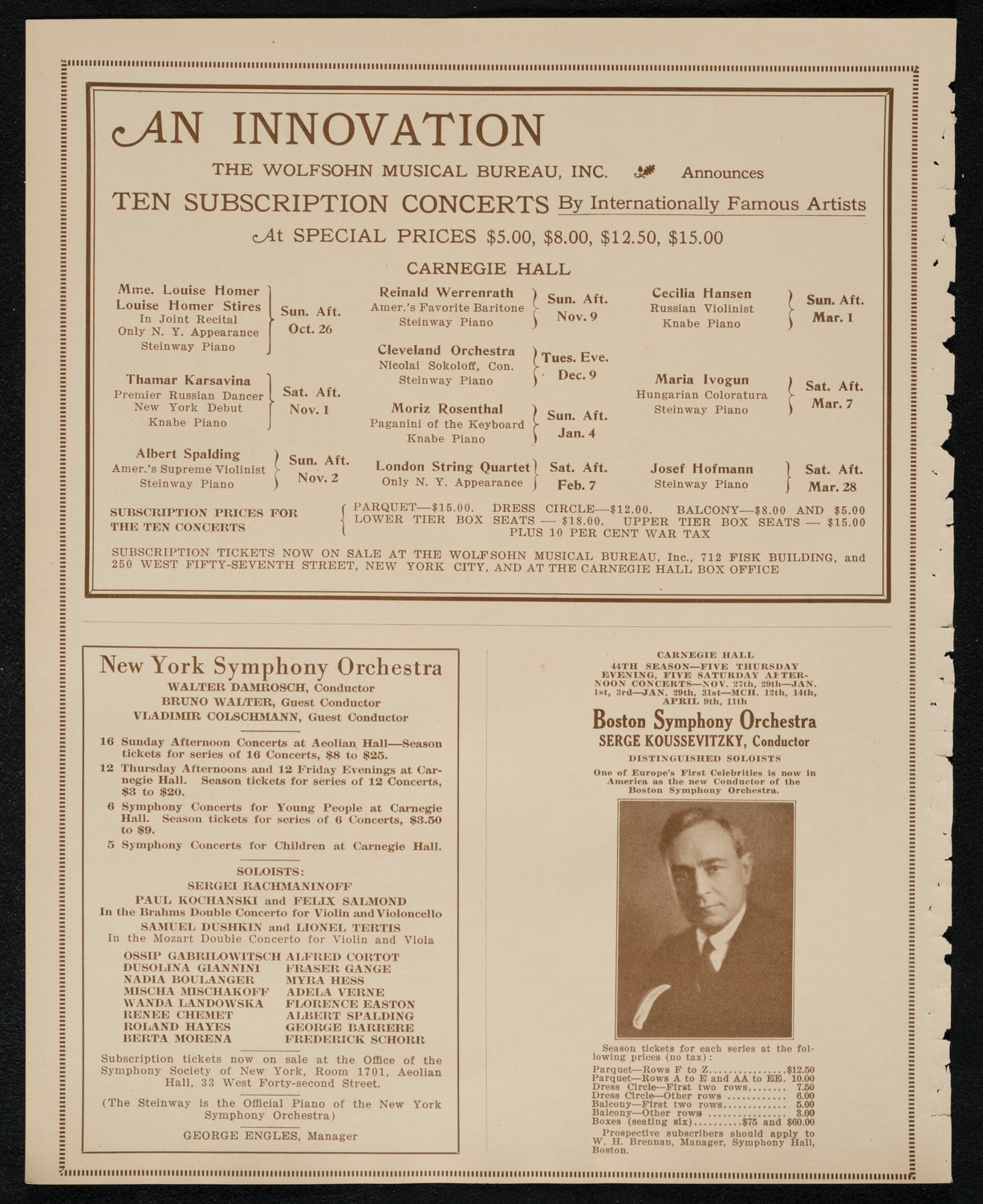 Rosa Raisa, Giacomo Rimini, and Magdeleine Brard, October 18, 1924, program page 8