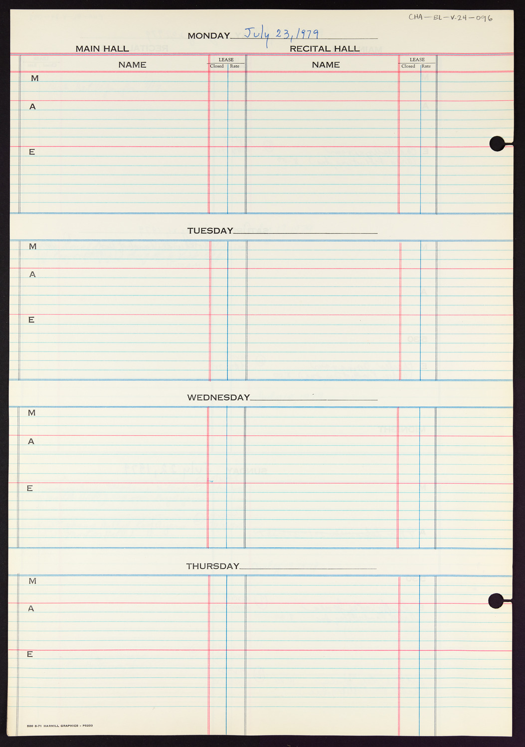 Carnegie Hall Booking Ledger, volume 24, page 96