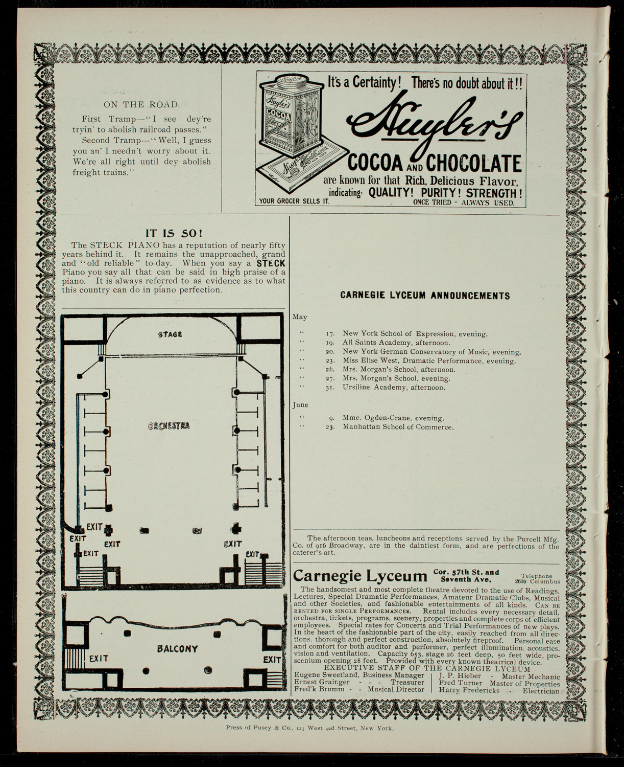 School Reception of the Misses Folsom, 201 West 48th Street, May 16, 1904, program page 4