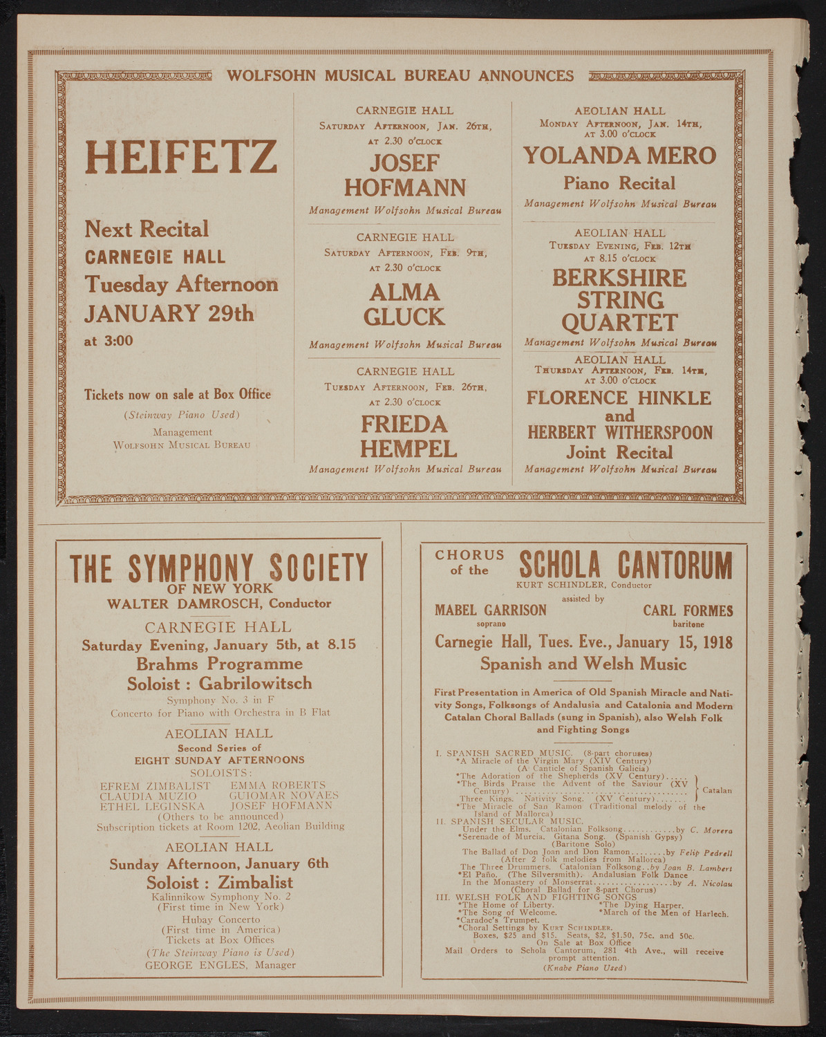 New York Symphony Orchestra, January 3, 1918, program page 8