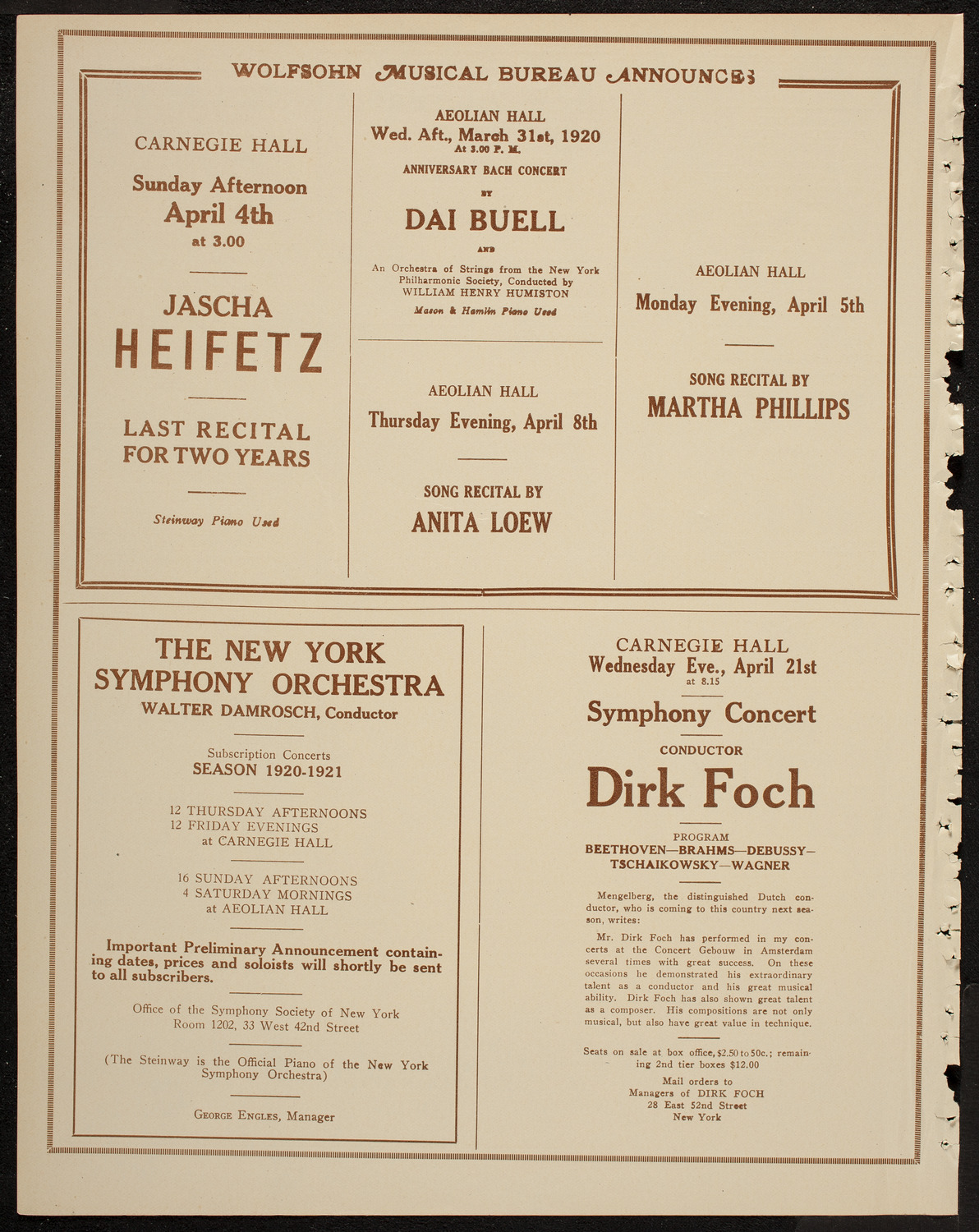 New Symphony Orchestra, March 30, 1920, program page 8