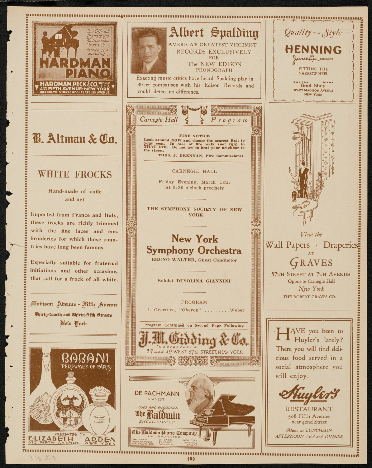 New York Symphony Orchestra, March 13, 1925, program page 5