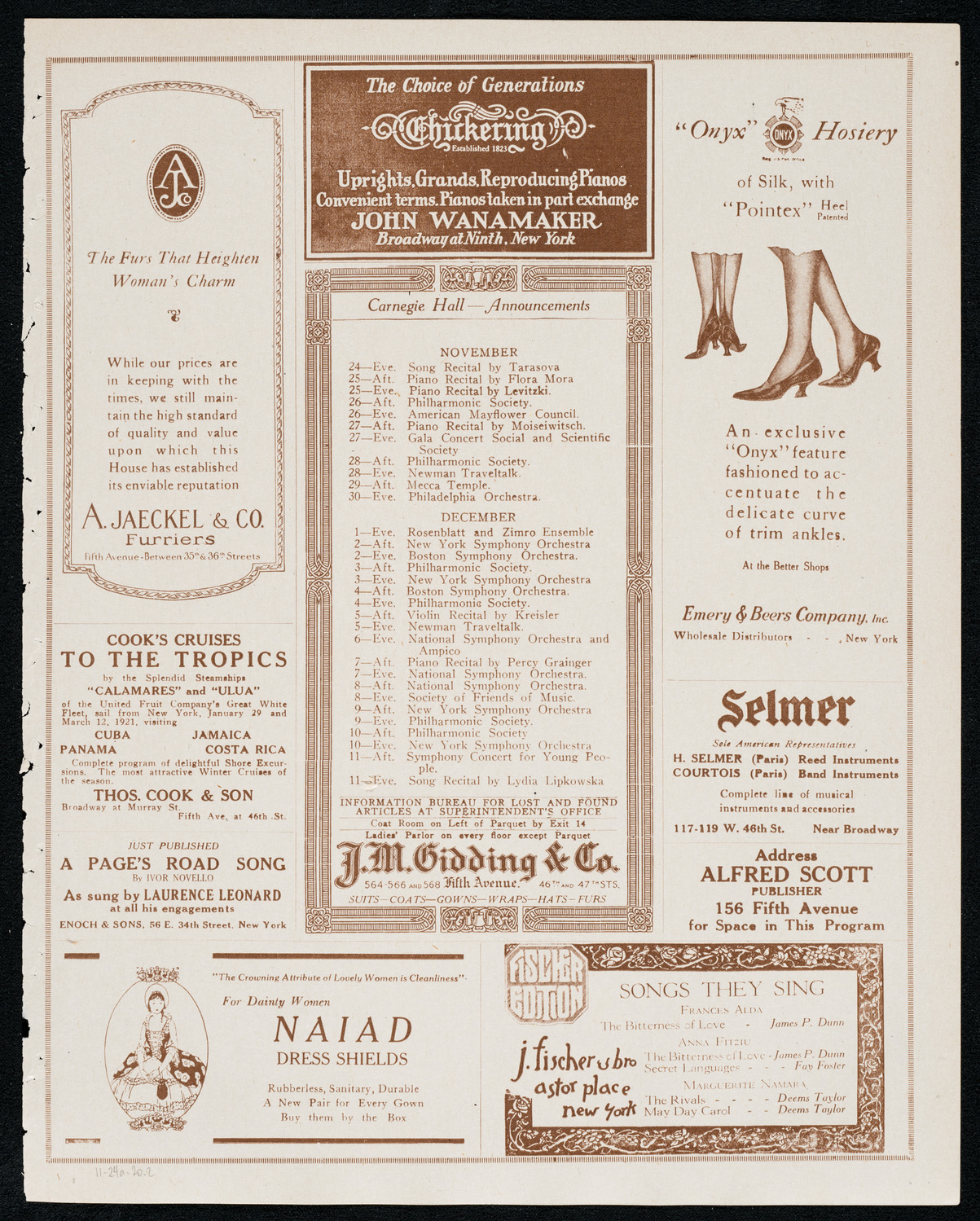 National Symphony Orchestra, November 24, 1920, program page 3