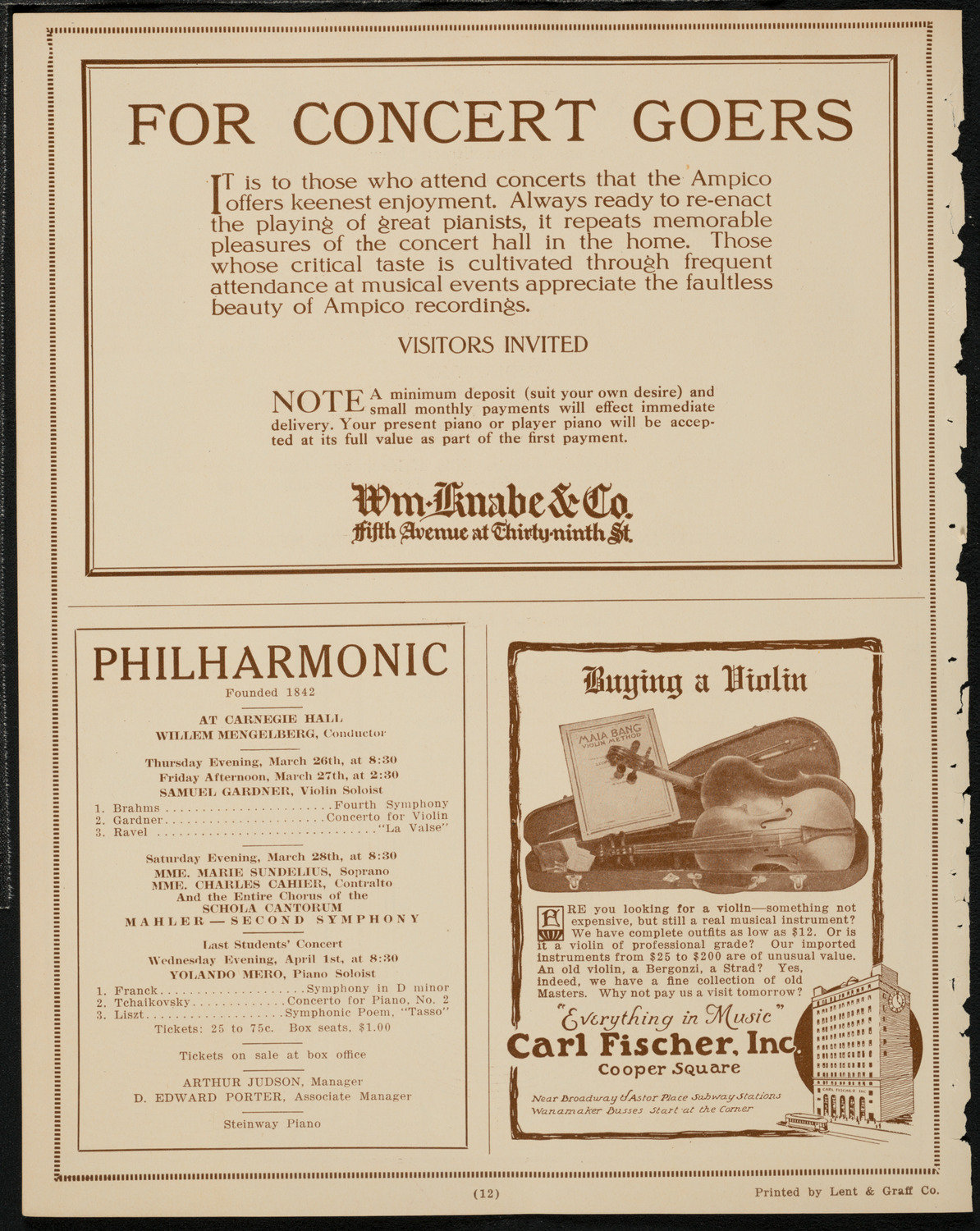 Philadelphia Orchestra, March 24, 1925, program page 12