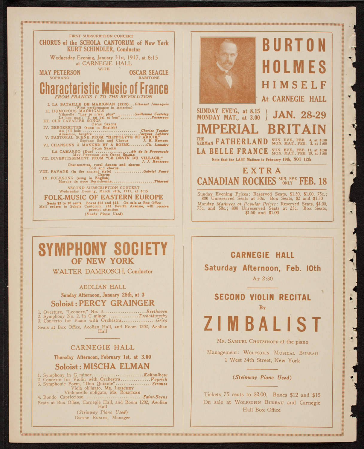 New York Symphony Orchestra, January 27, 1917, program page 8