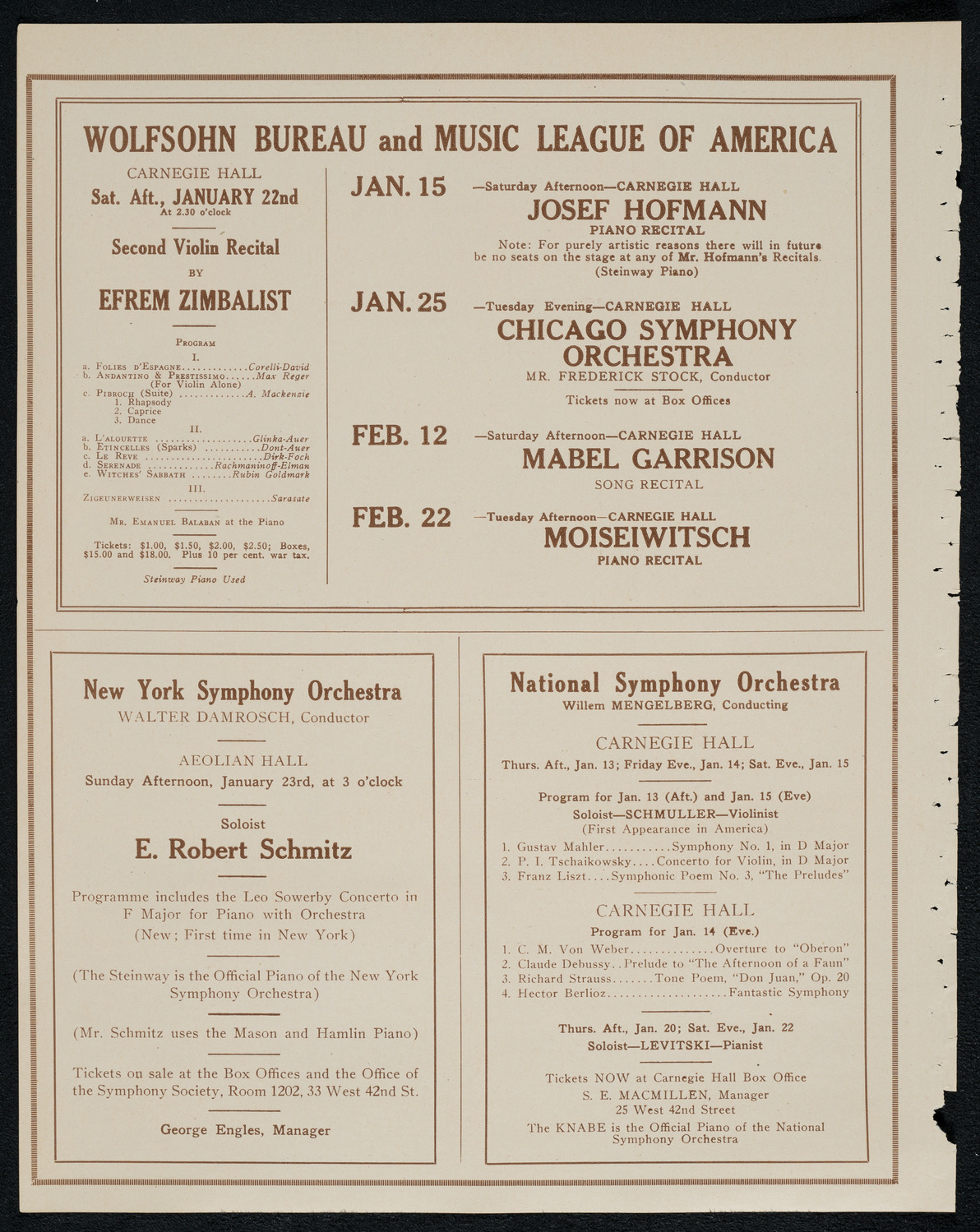 Schola Cantorum of New York, January 12, 1921, program page 8