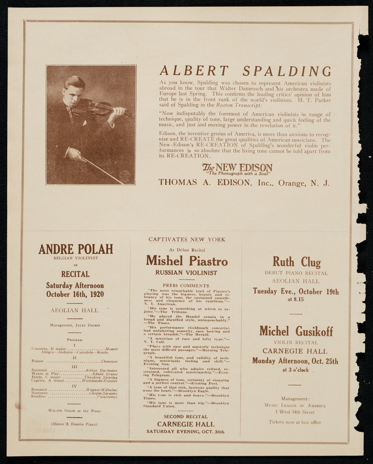 Benefit: St. Joseph Summer Institute, October 13, 1920, program page 2