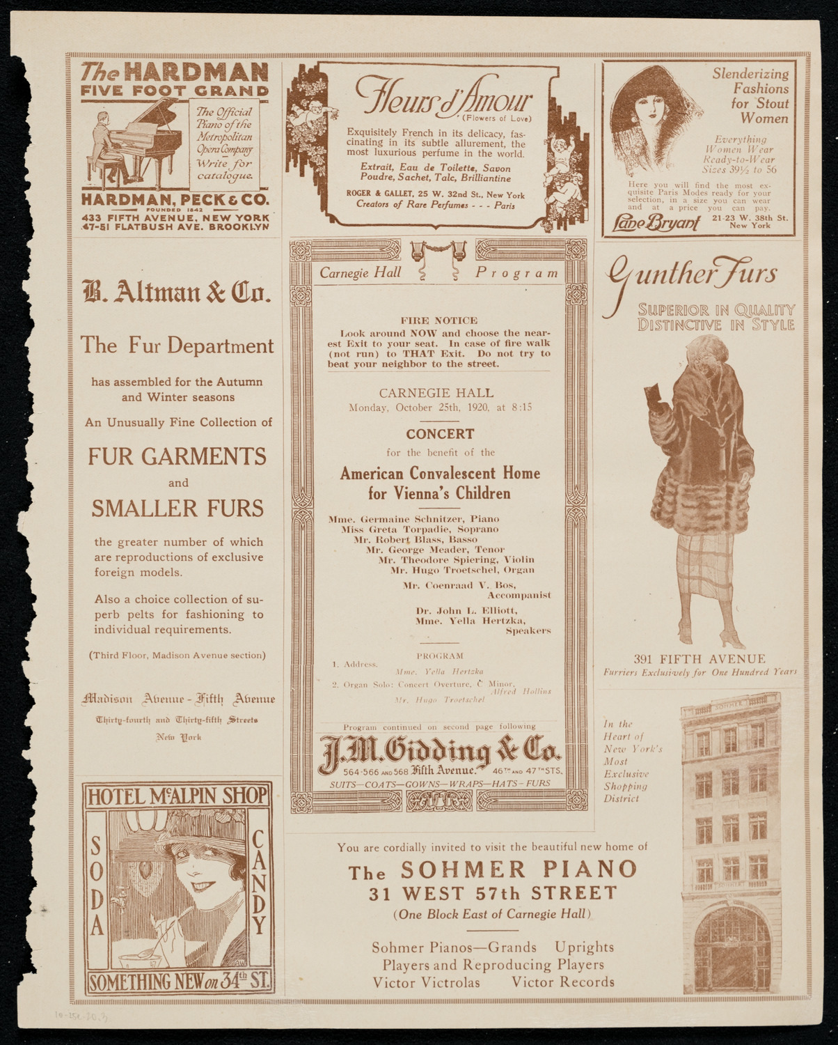 Benefit: American Convalescent Home for Vienna's Children, October 25, 1920, program page 5