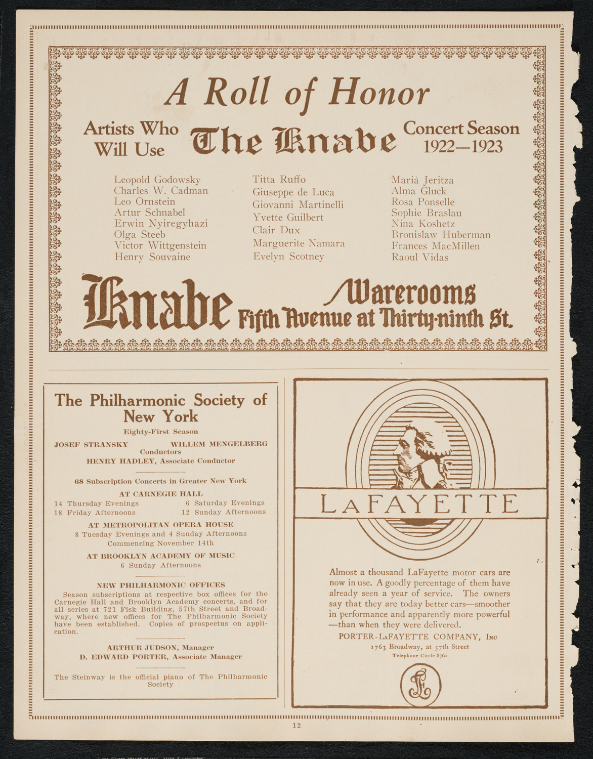 Isadora Duncan, Dancer, with Orchestra, October 7, 1922, program page 12