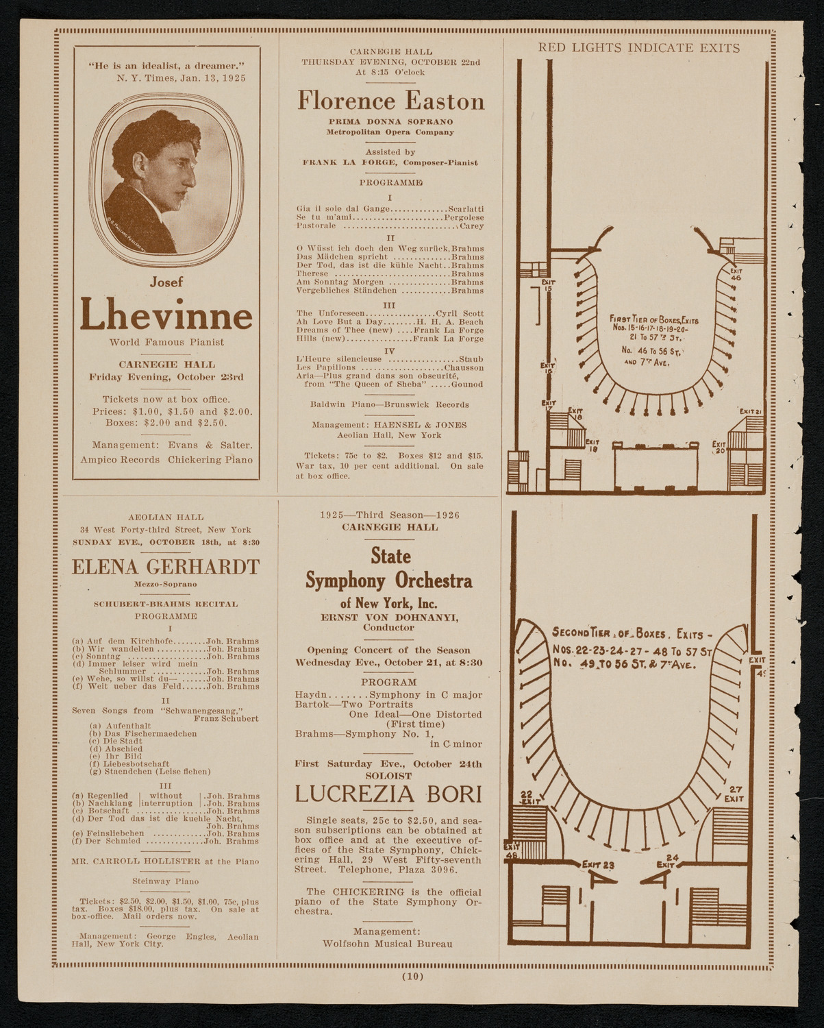 New York Philharmonic, October 15, 1925, program page 10