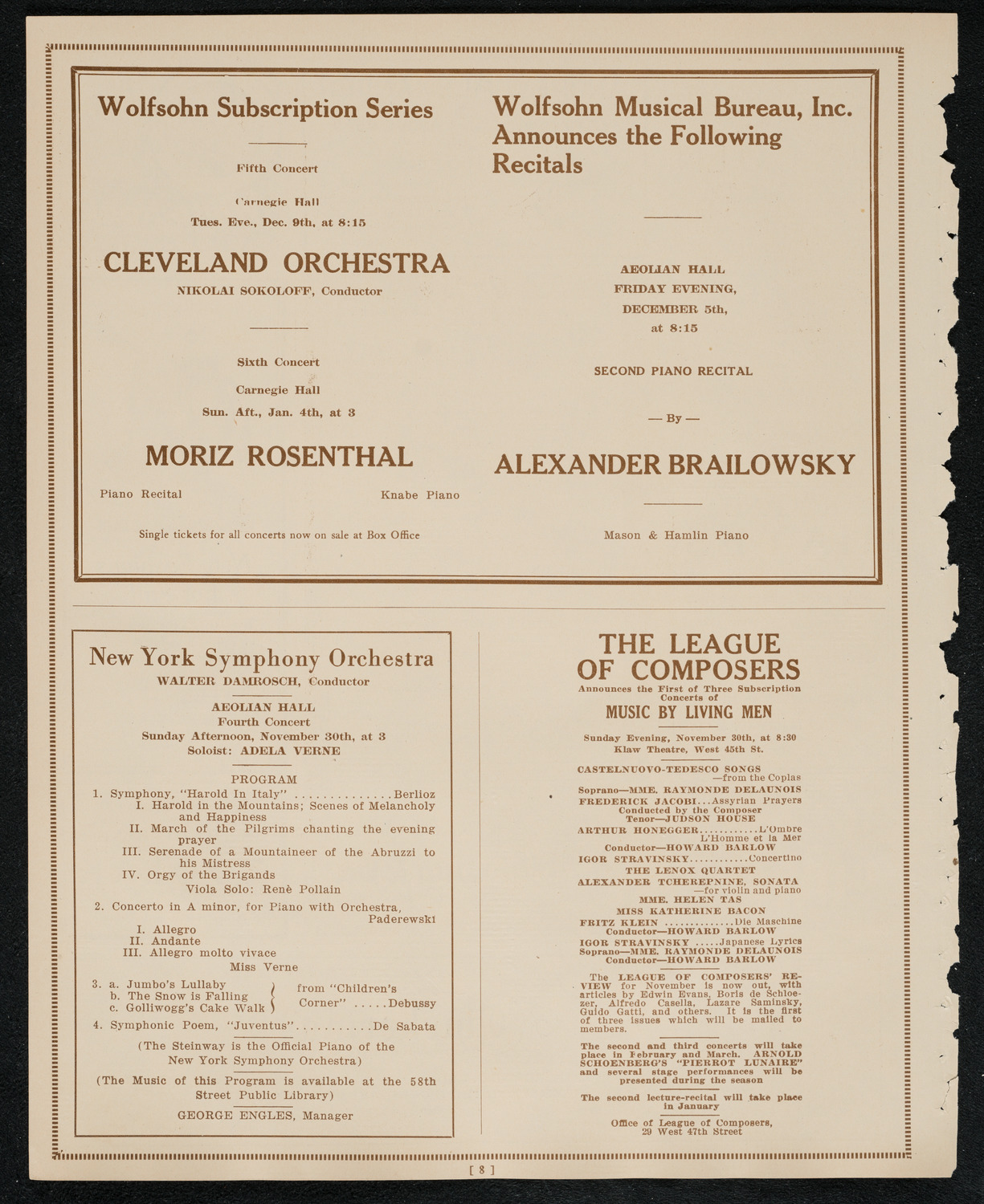 New York Philharmonic, November 28, 1924, program page 8