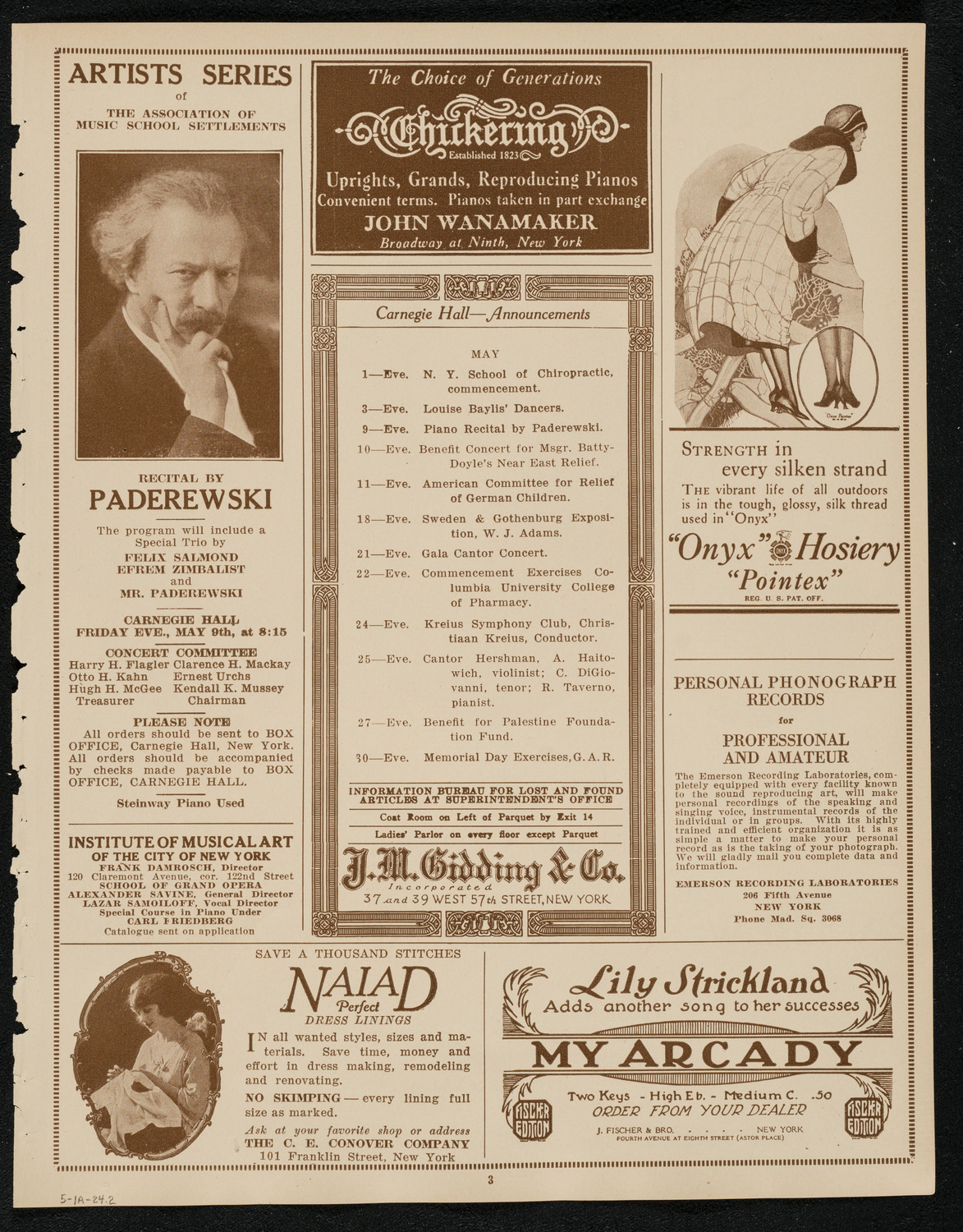 Loubet Symphony Orchestra, May 1, 1924, program page 3