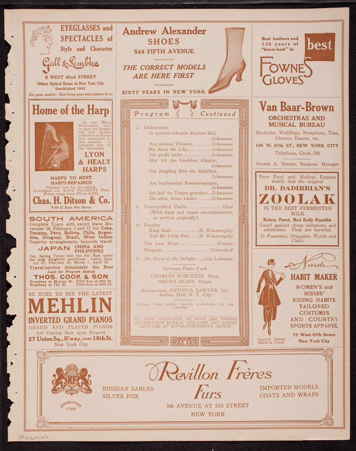 Vernon Stiles, Tenor, November 16, 1916, program page 7