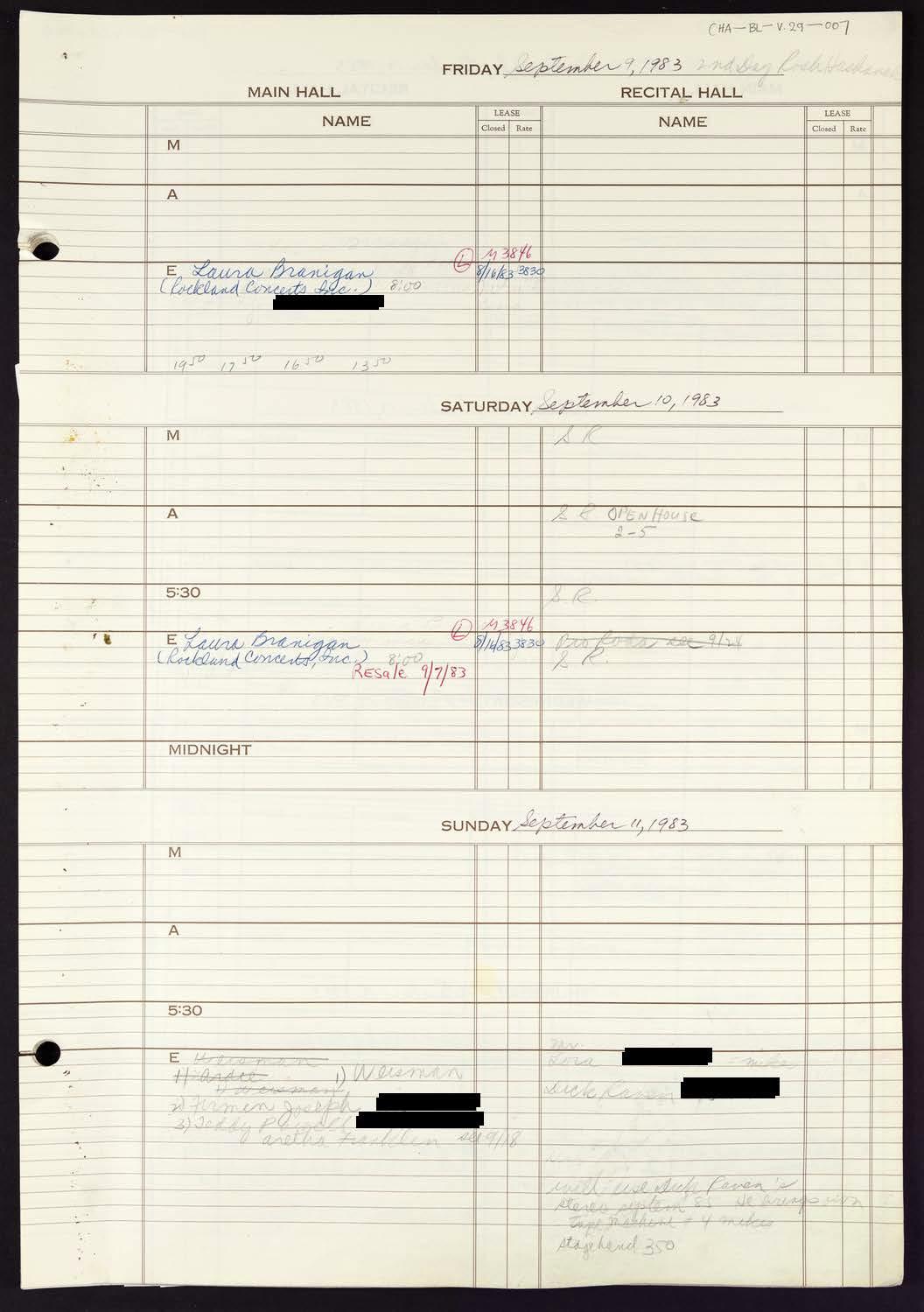 Carnegie Hall Booking Ledger, volume 29, page 7