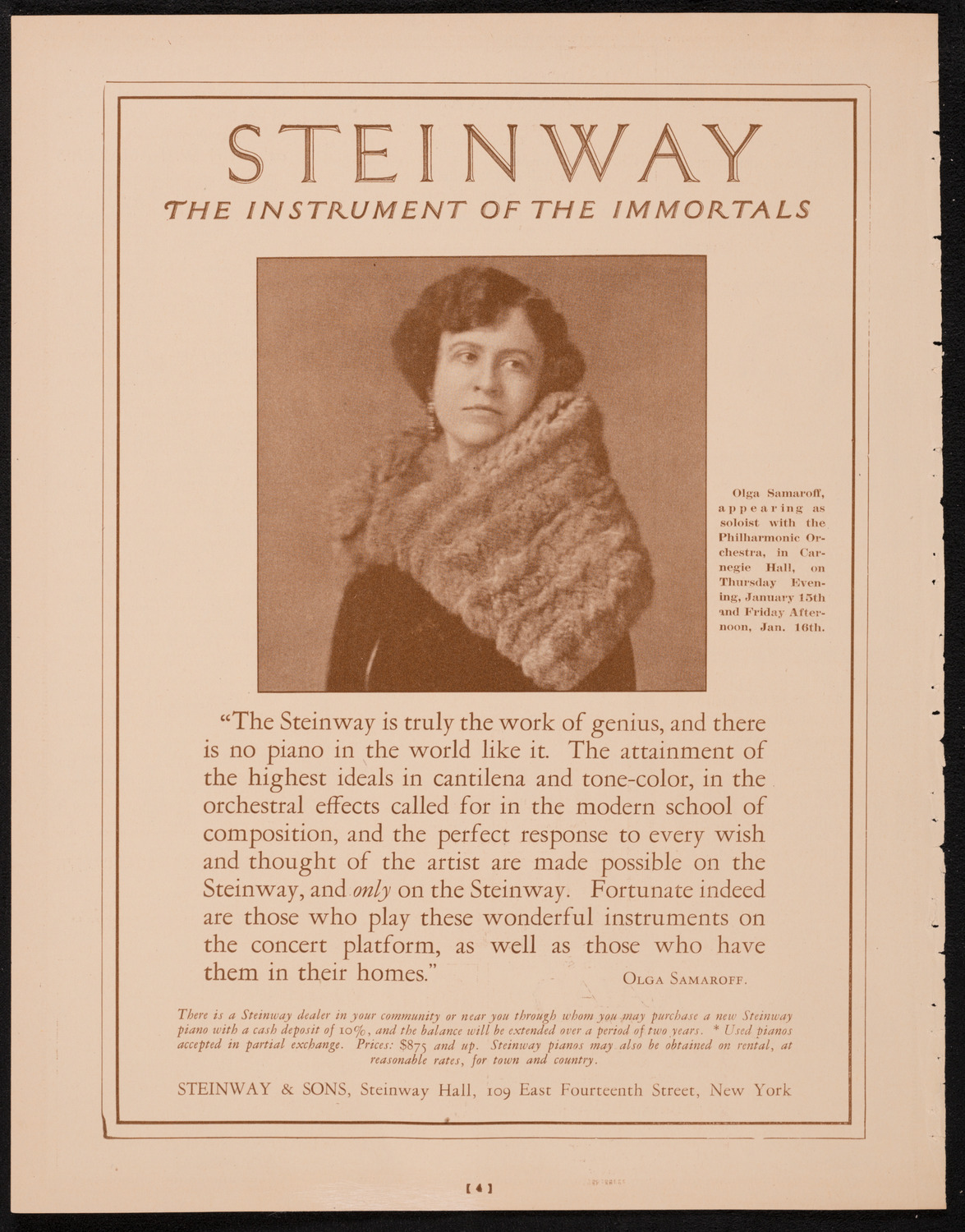 New York Symphony Orchestra, January 9, 1925, program page 4