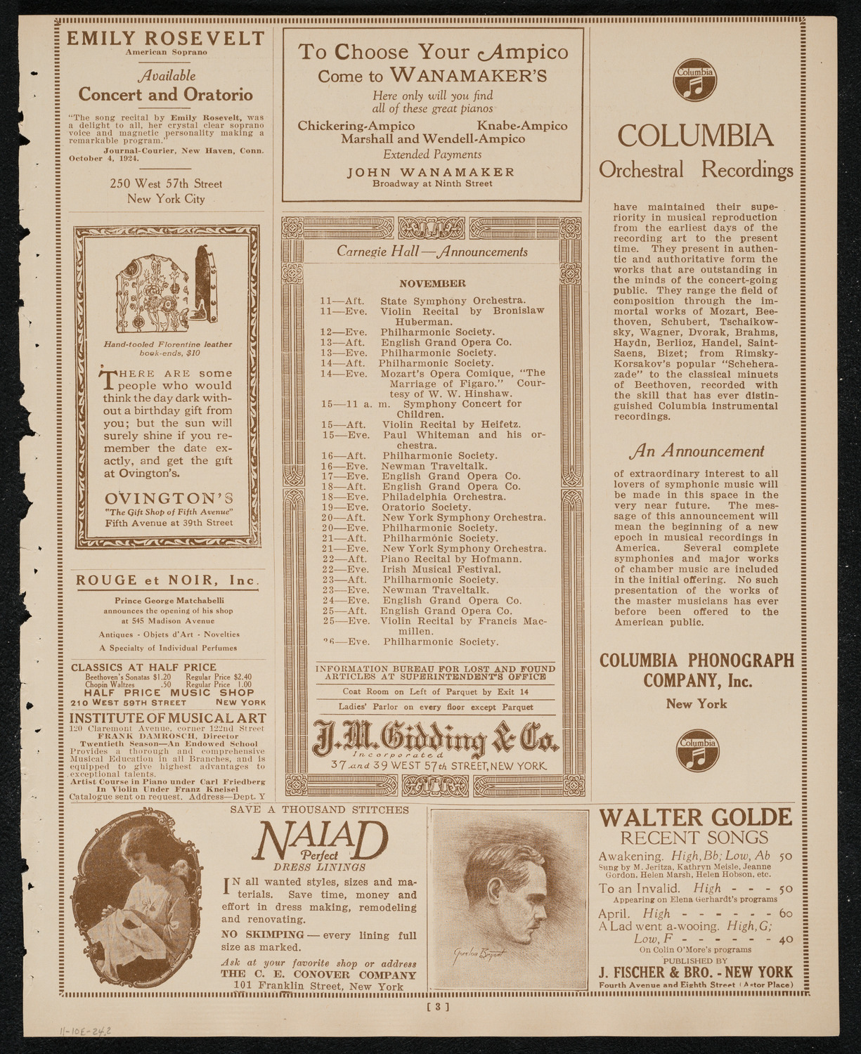 English Grand Opera Company: Rheingold, November 10, 1924, program page 3