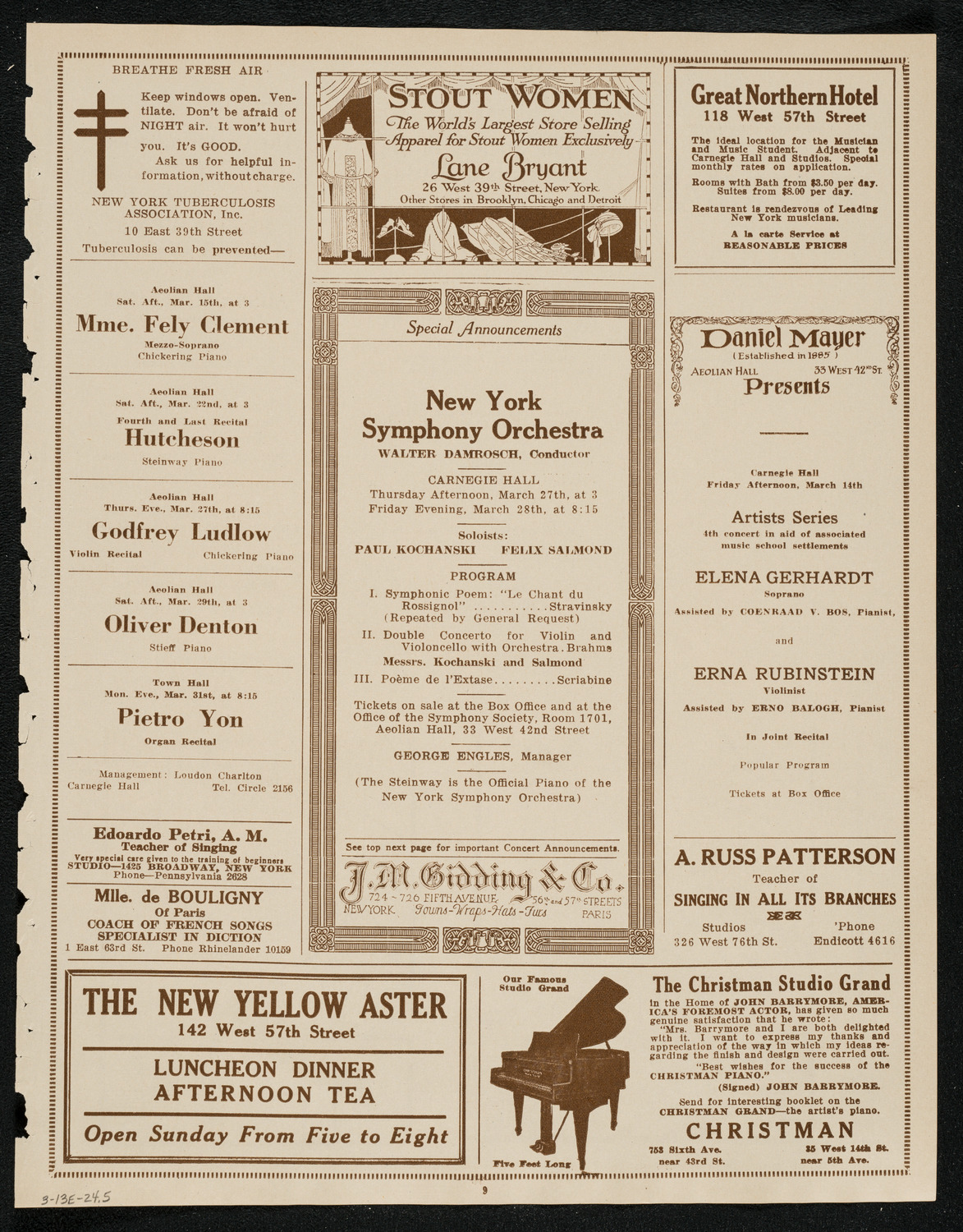 Boston Symphony Orchestra, March 13, 1924, program page 9