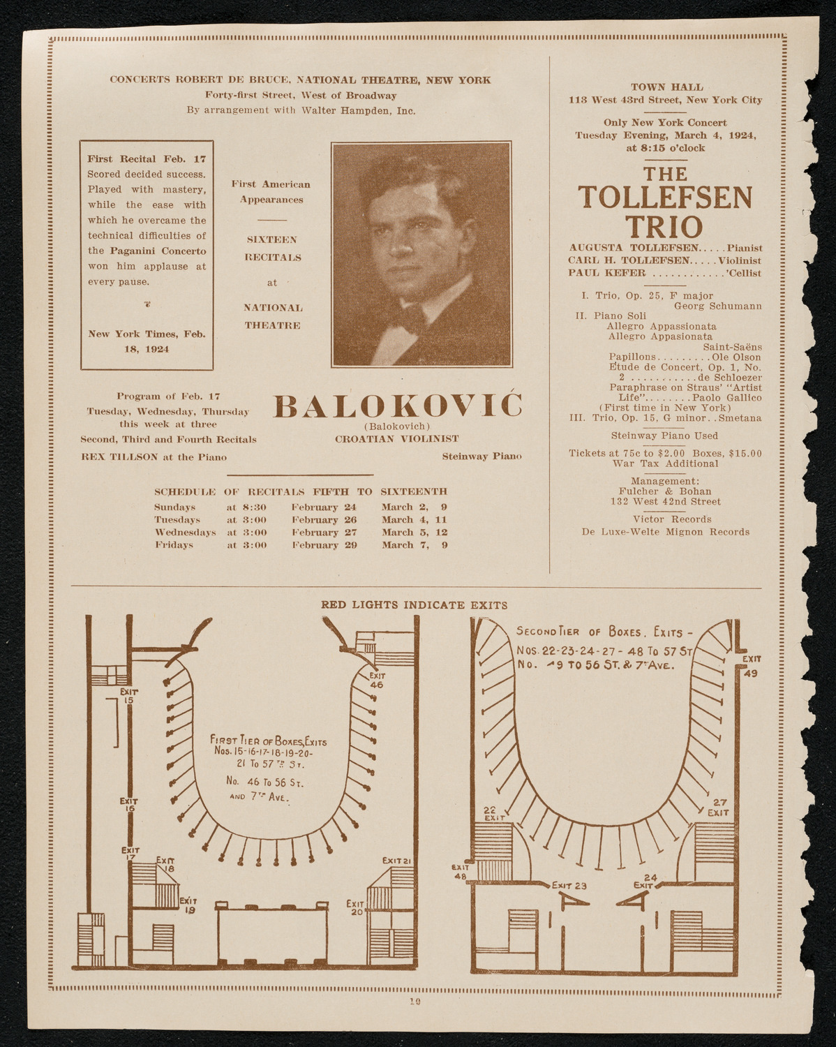 Sergei Rachmaninoff, Piano, February 23, 1924, program page 10