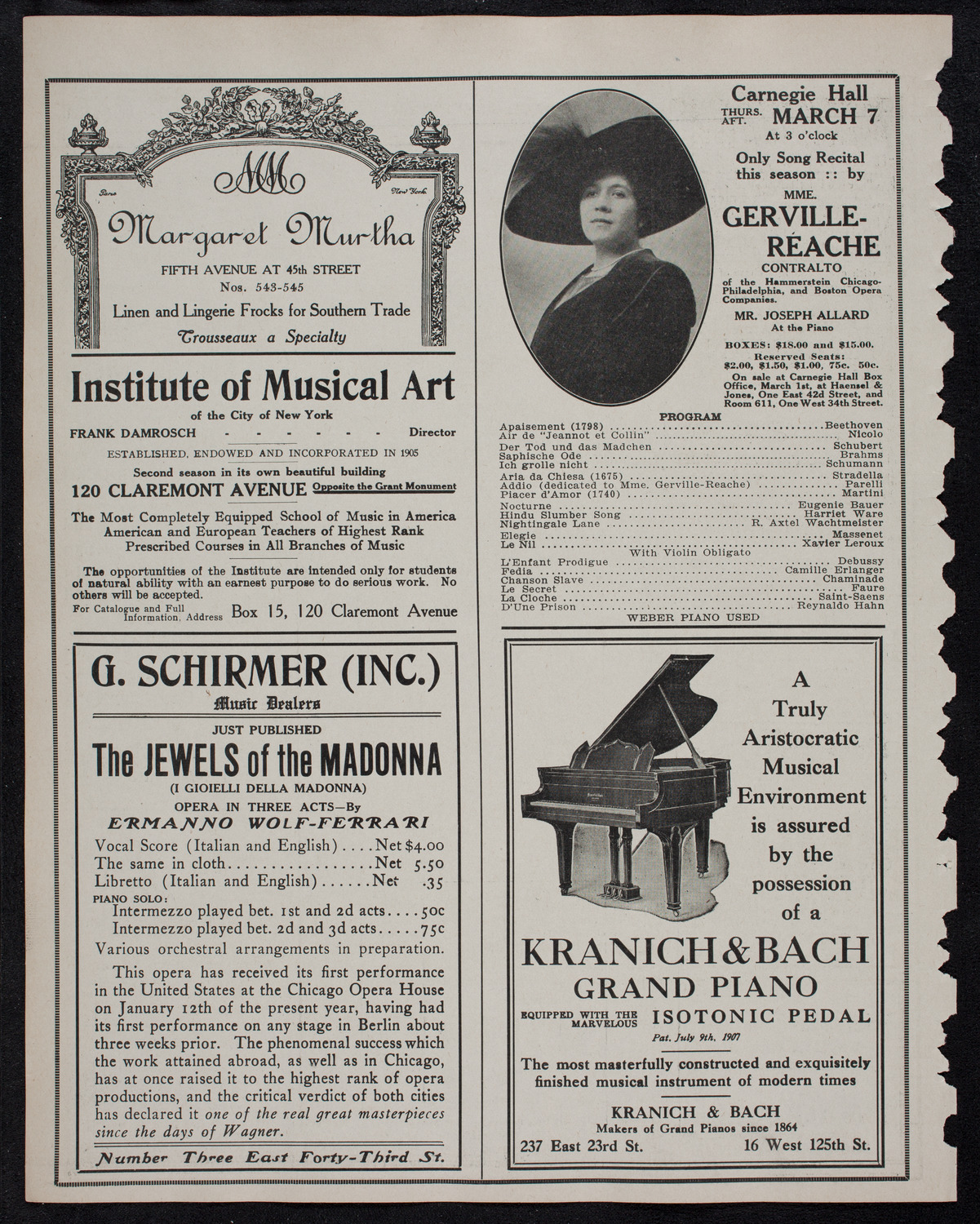 Musical Art Society of New York, March 5, 1912, program page 6