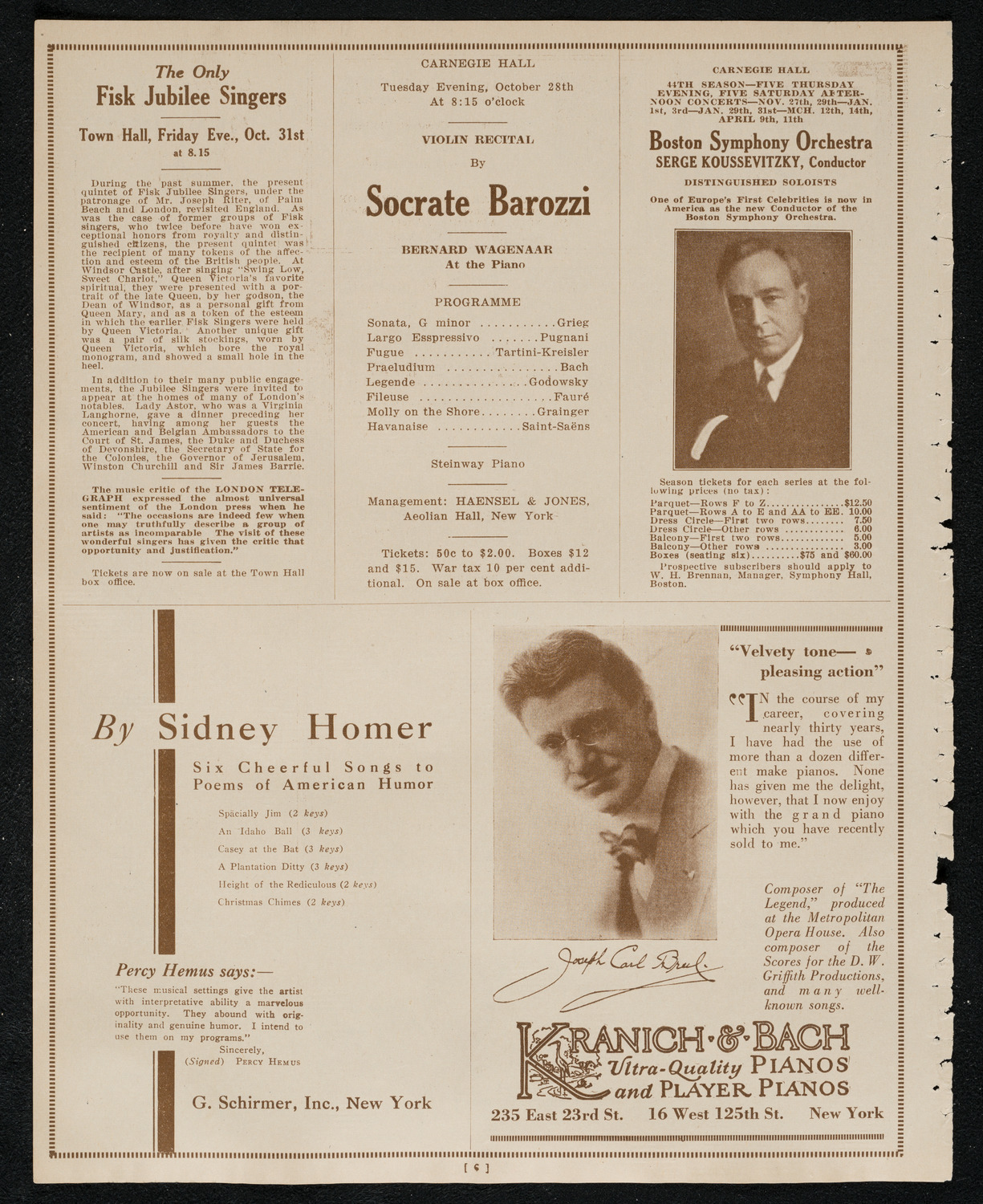 Sebastian Droste and Countess Mlodecki, October 14, 1924, program page 6