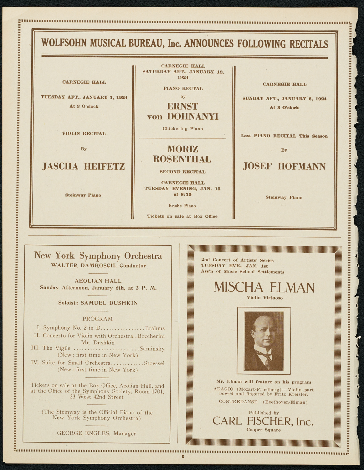 New York Symphony Orchestra, December 28, 1923, program page 8