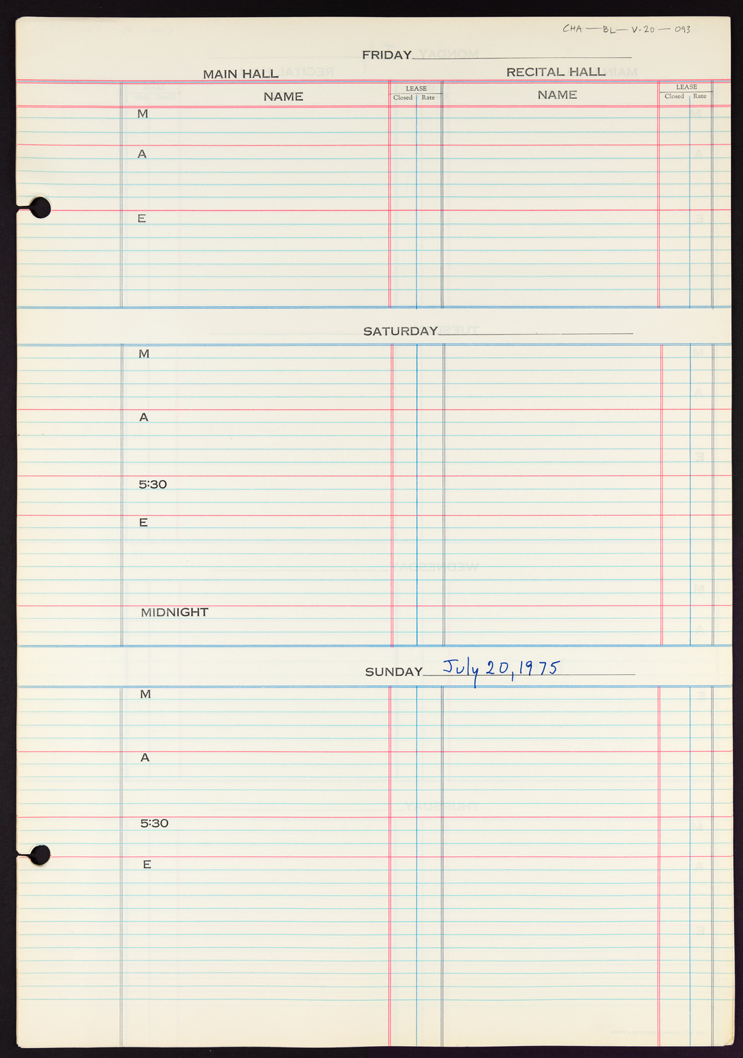 Carnegie Hall Booking Ledger, volume 20, page 93