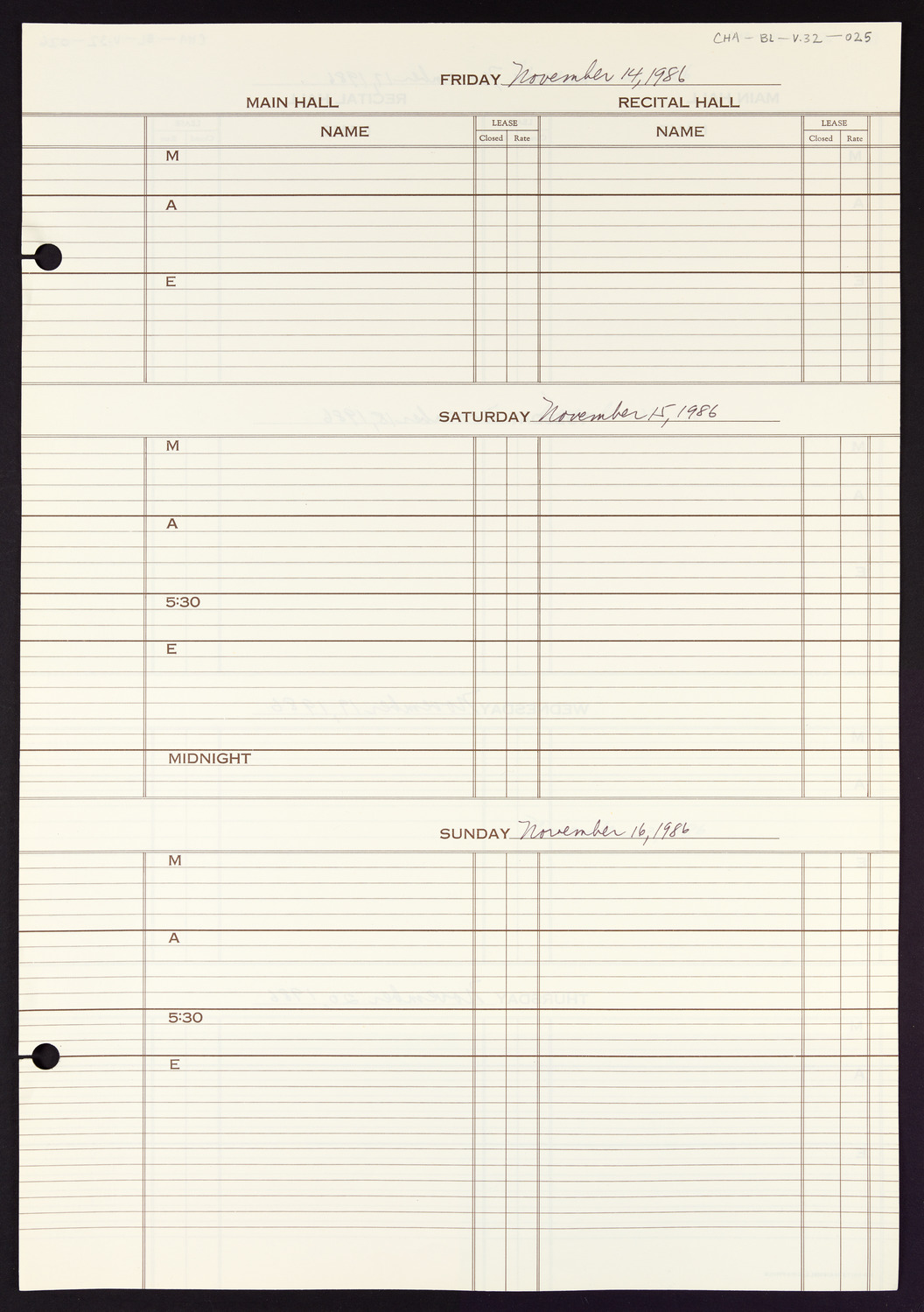 Carnegie Hall Booking Ledger, volume 32, page 25