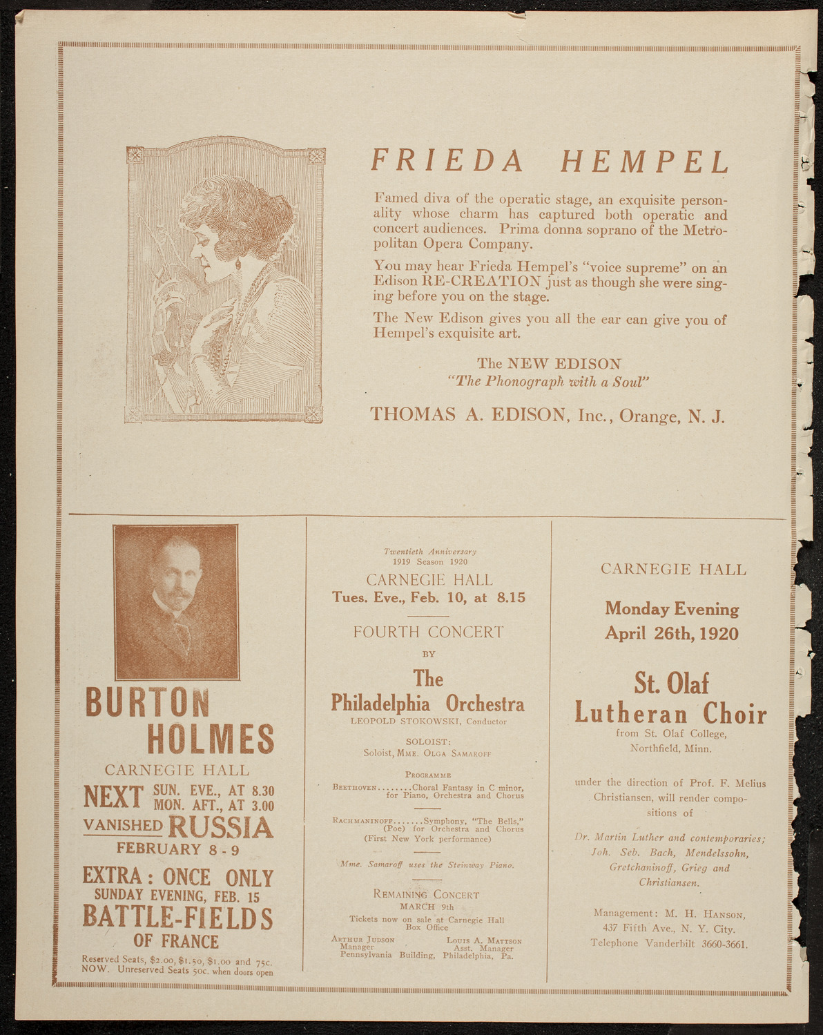 Columbia University Chorus, February 4, 1920, program page 2