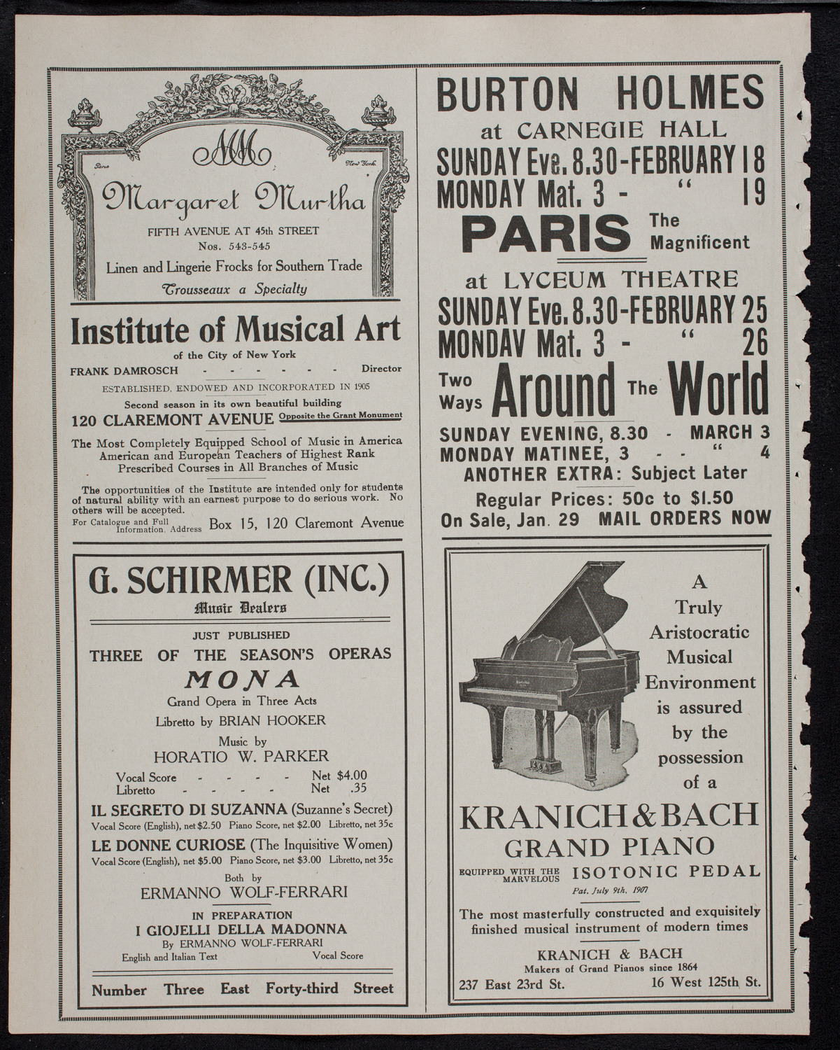 New York Philharmonic, January 21, 1912, program page 6