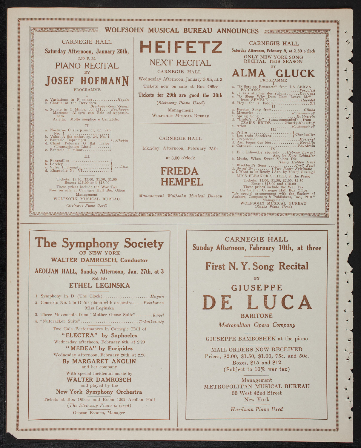 Lecture by Isaac F. Marcosson, January 25, 1918, program page 8