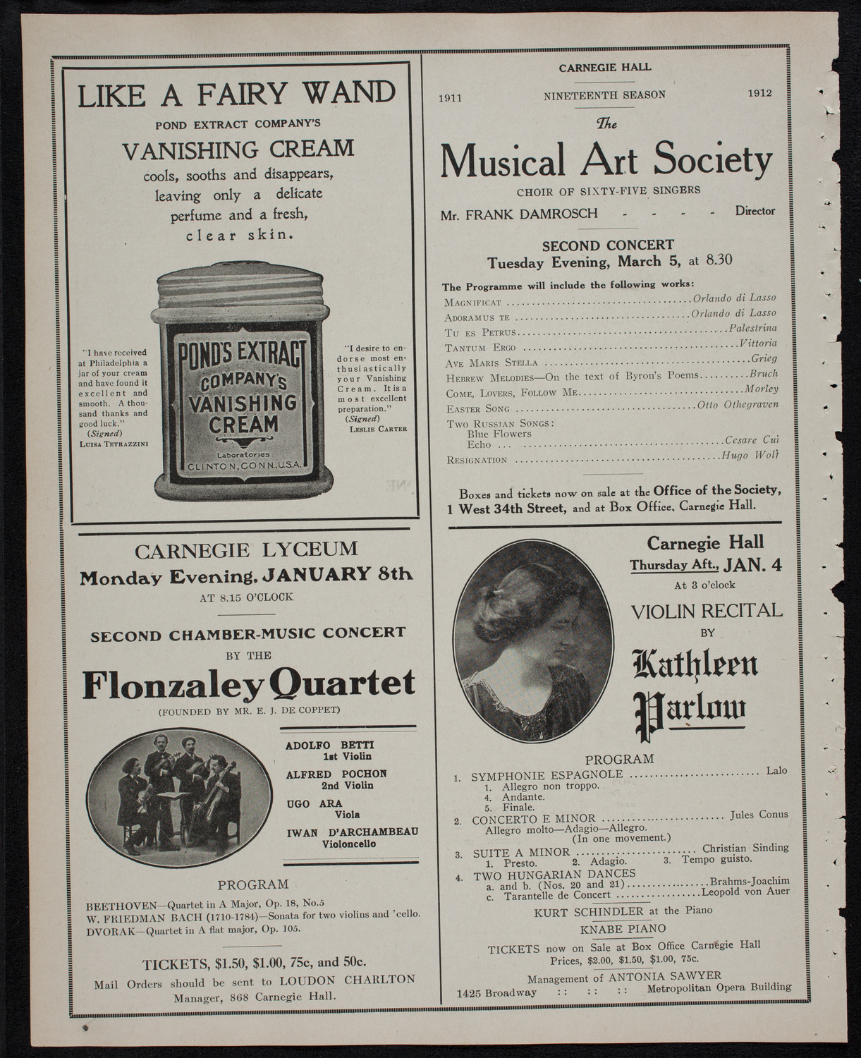 Oratorio Society of New York, December 27, 1911, program page 8