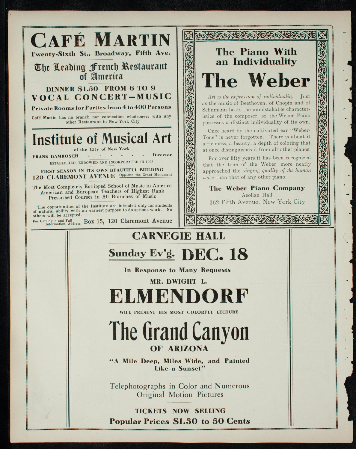 Elmendorf Lecture: Paris, December 11, 1910, program page 6