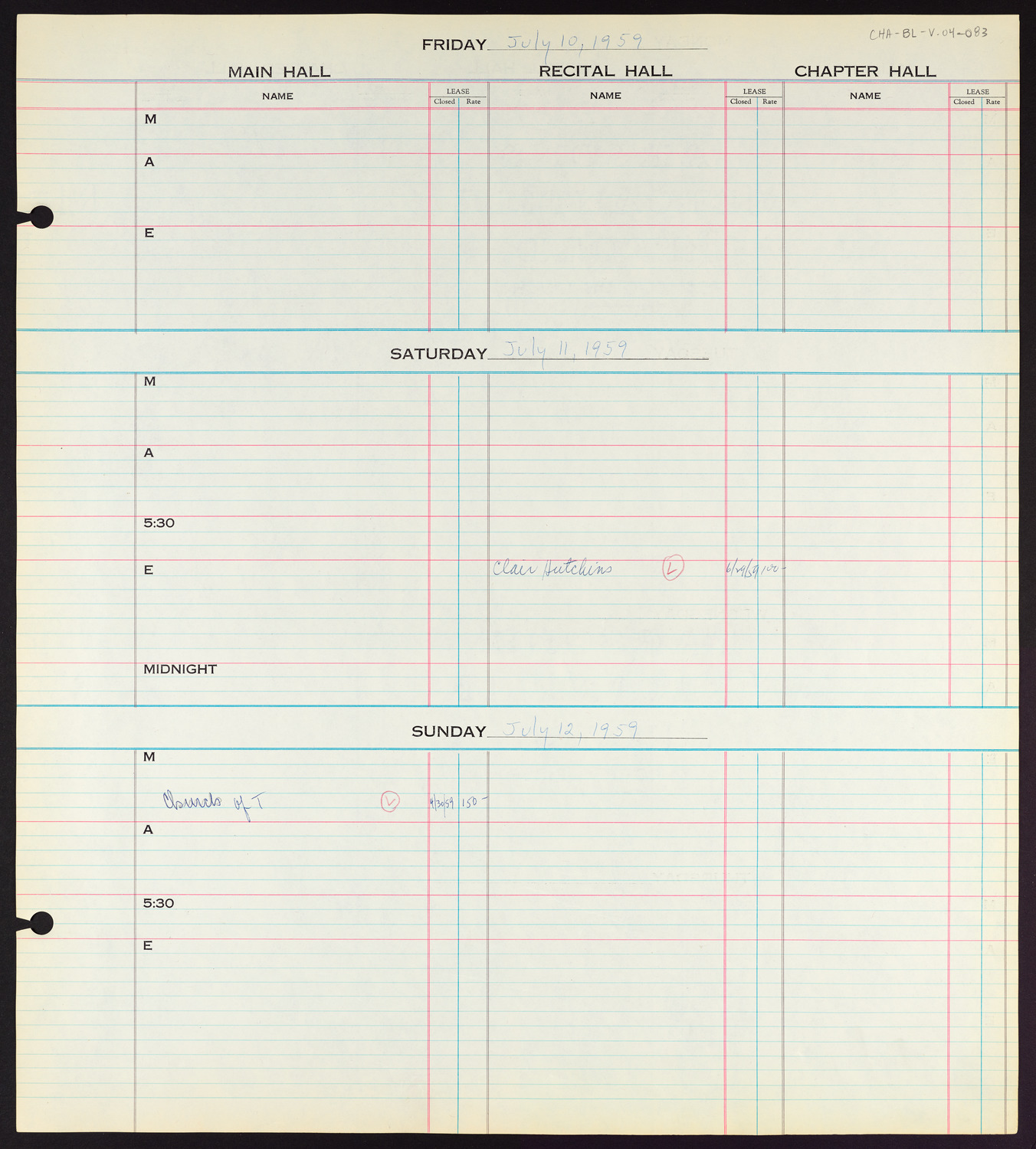 Carnegie Hall Booking Ledger, volume 4, page 83