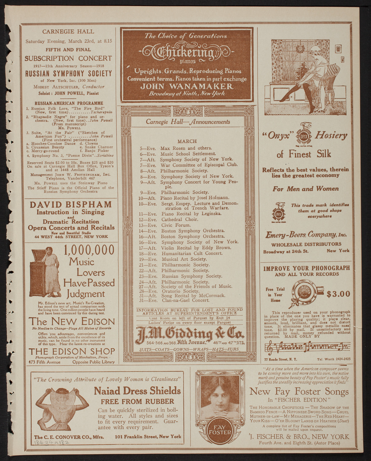 Amelita Galli-Curci, Soprano, March 4, 1918, program page 3