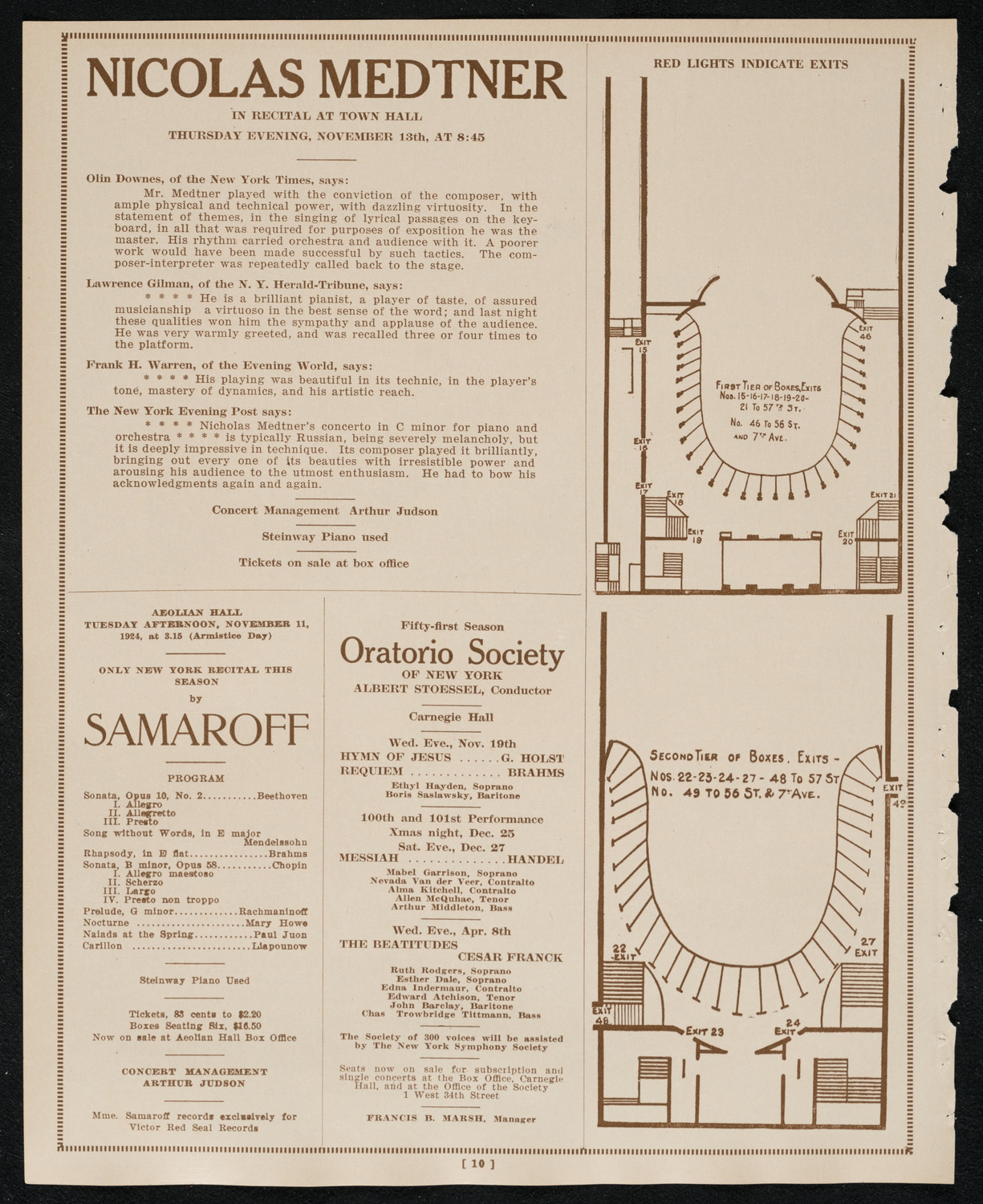 Reinald Werrenrath, Baritone, November 9, 1924, program page 10