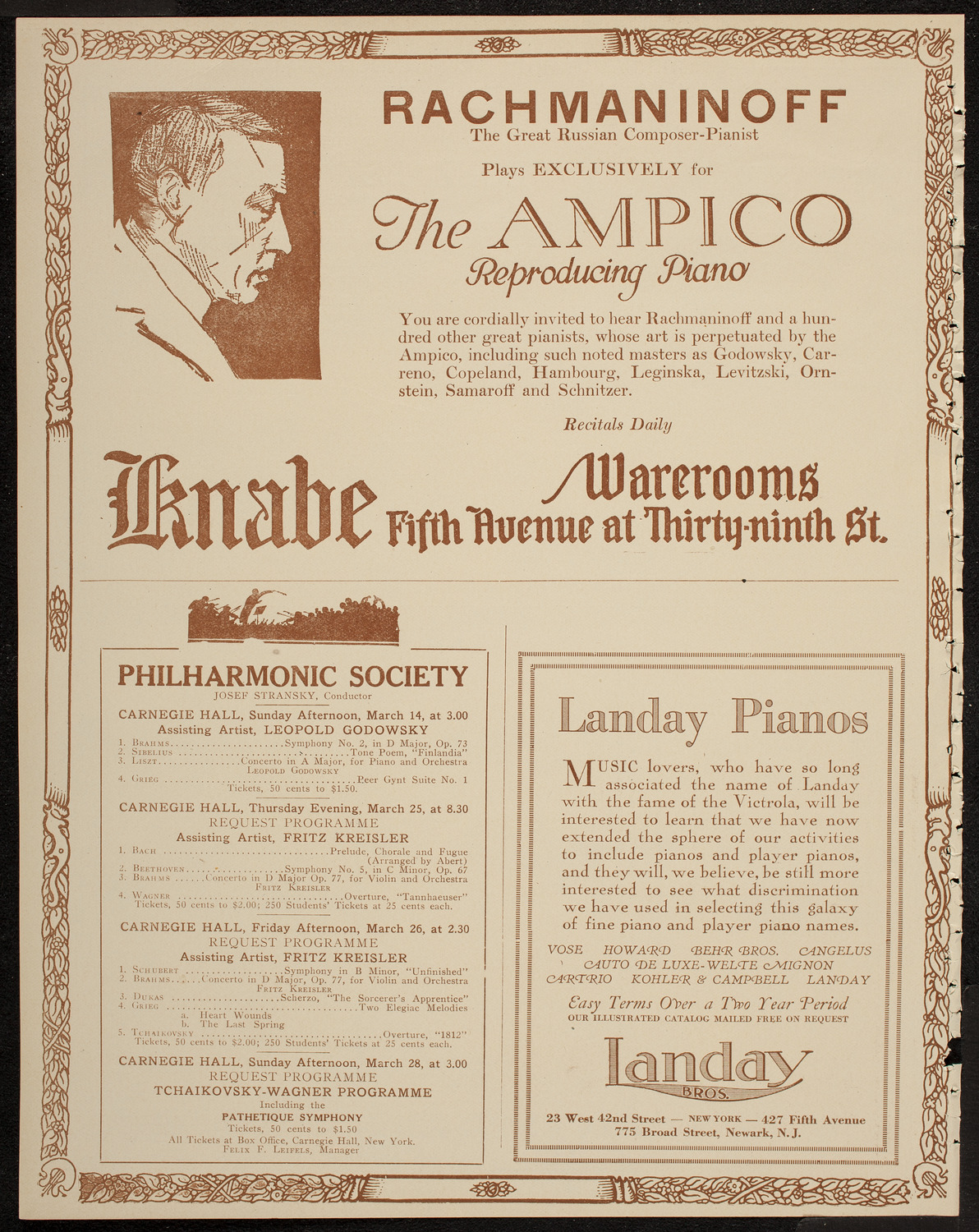 Josef Hofmann, Piano, March 13, 1920, program page 12
