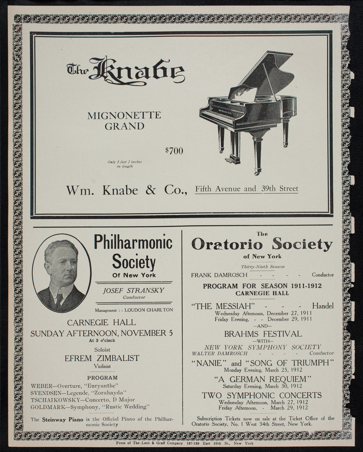 Vladimir de Pachmann, Piano, November 4, 1911, program page 12