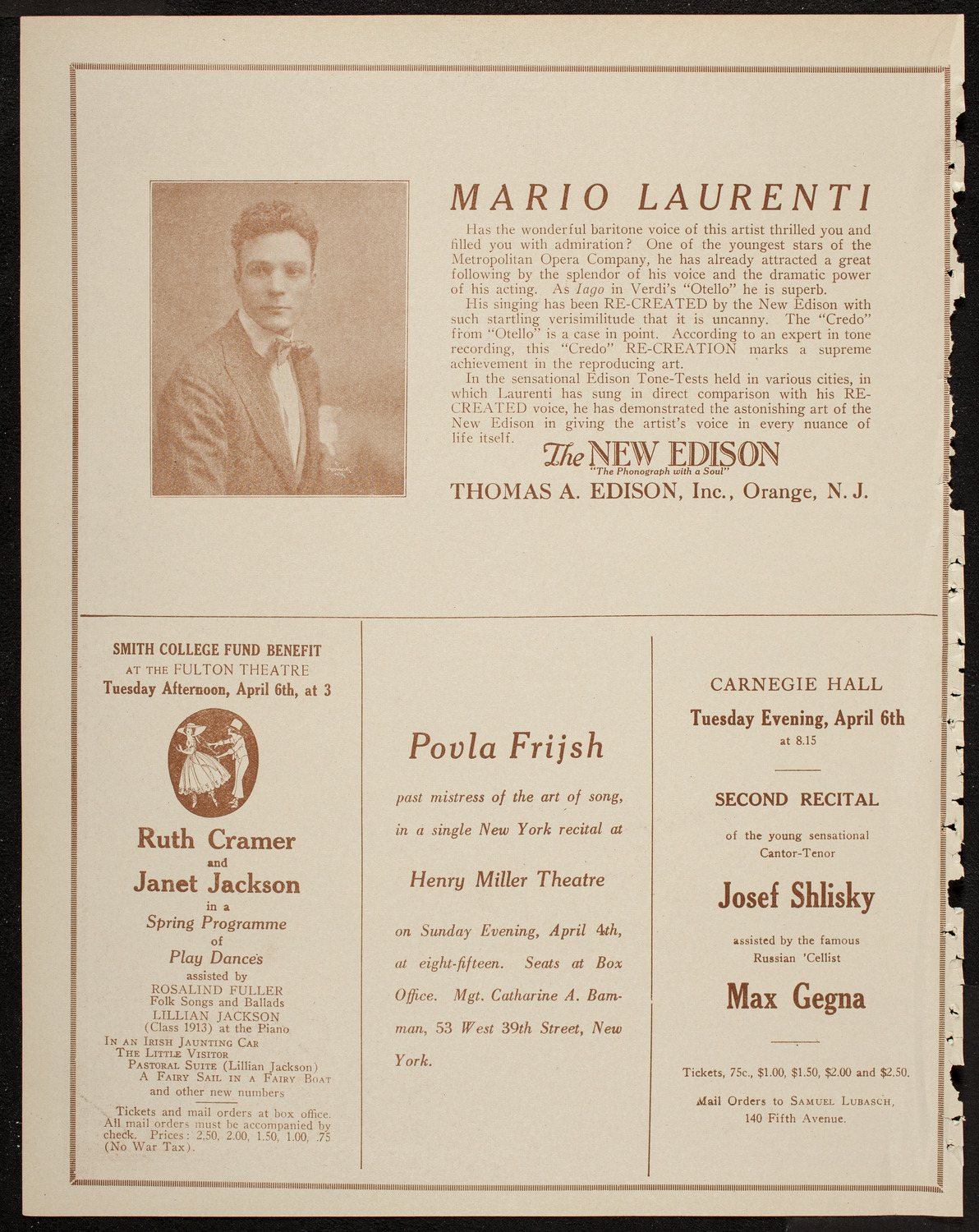 New Symphony Orchestra, March 31, 1920, program page 2