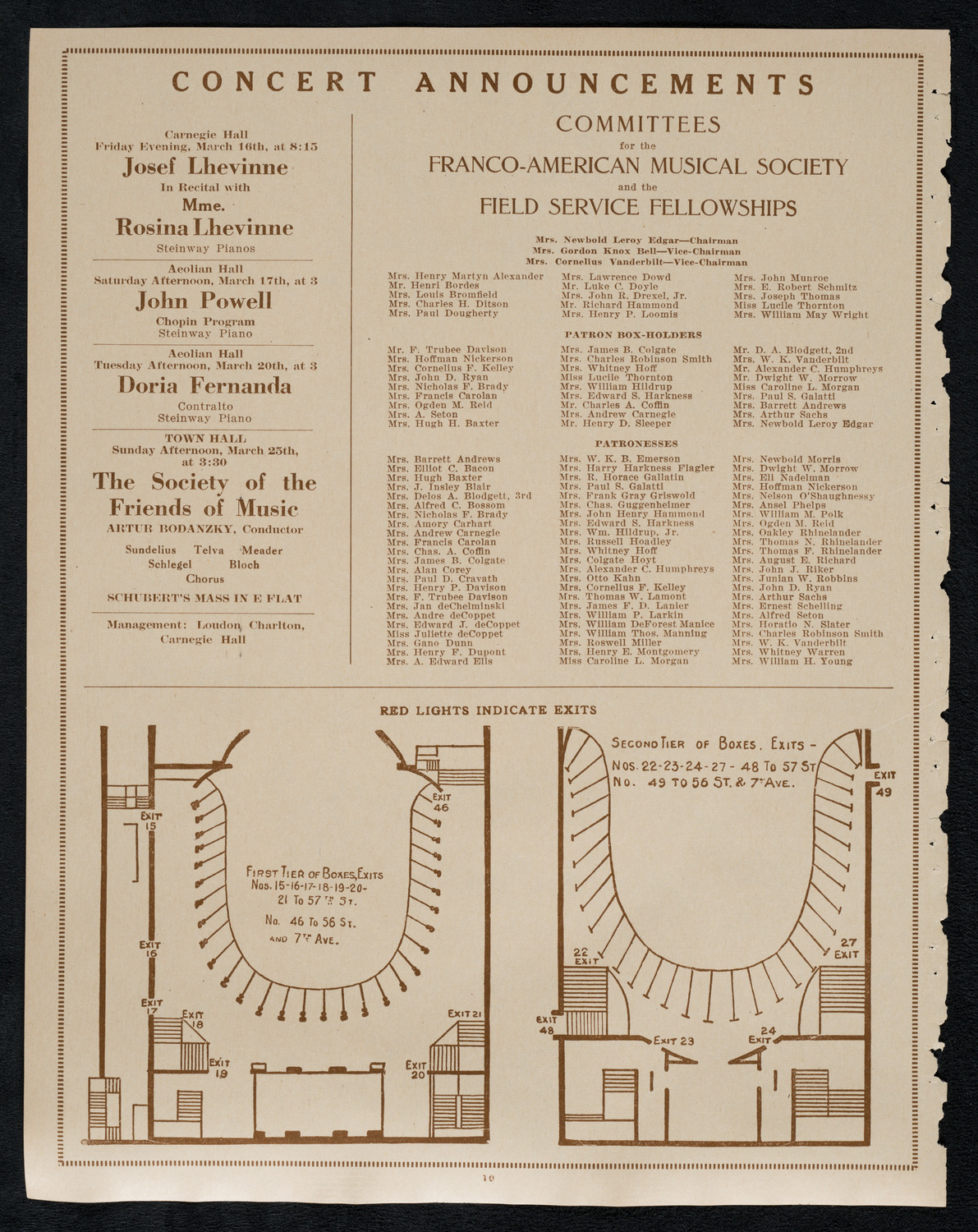 Benefit: American Field Service Fellowships, Franco-American Musical Society, March 5, 1923, program page 10