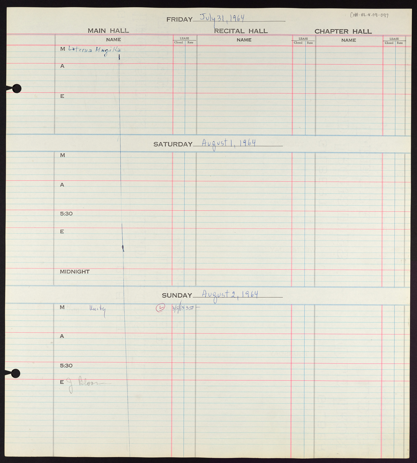 Carnegie Hall Booking Ledger, volume 9, page 97
