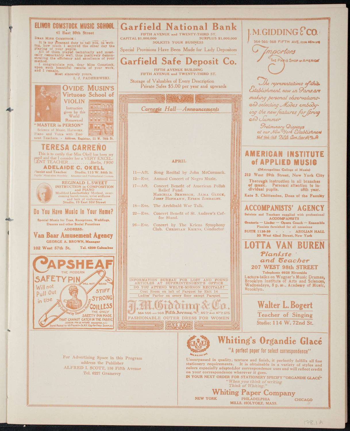 New York Banks' Glee Club, April 10, 1915, program page 3