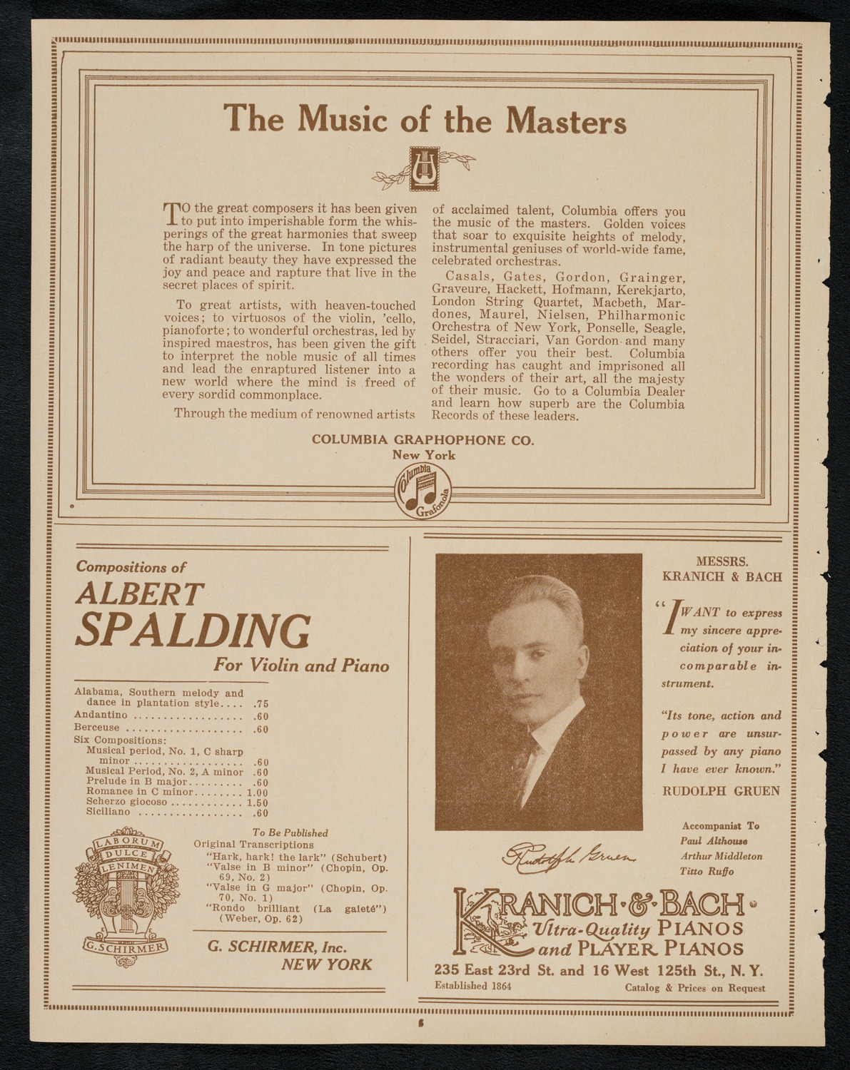 Ignacy Jan Paderewski, Piano, April 22, 1923, program page 6